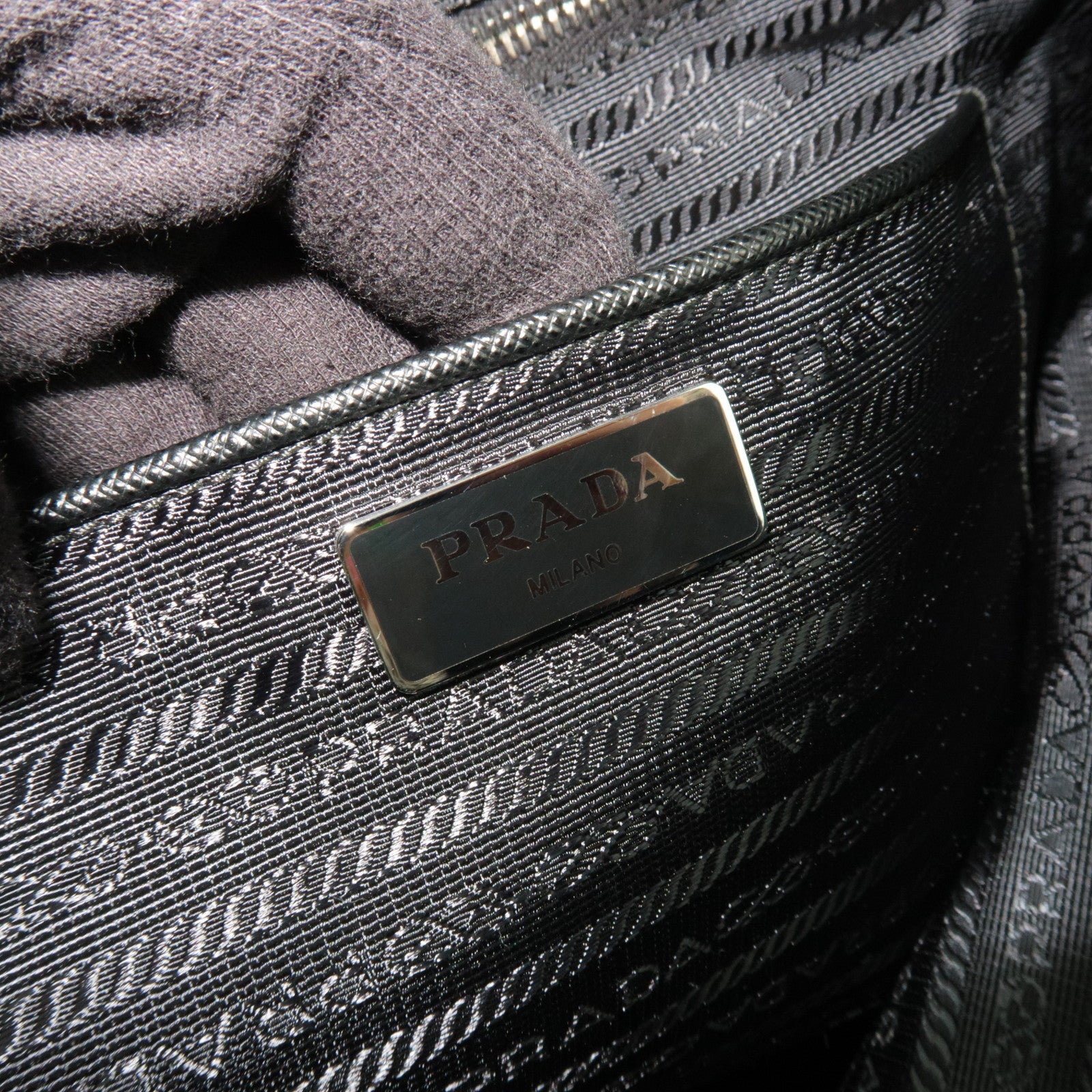 PRADA 2Way Handbag Nylon Leather Black 1BG696