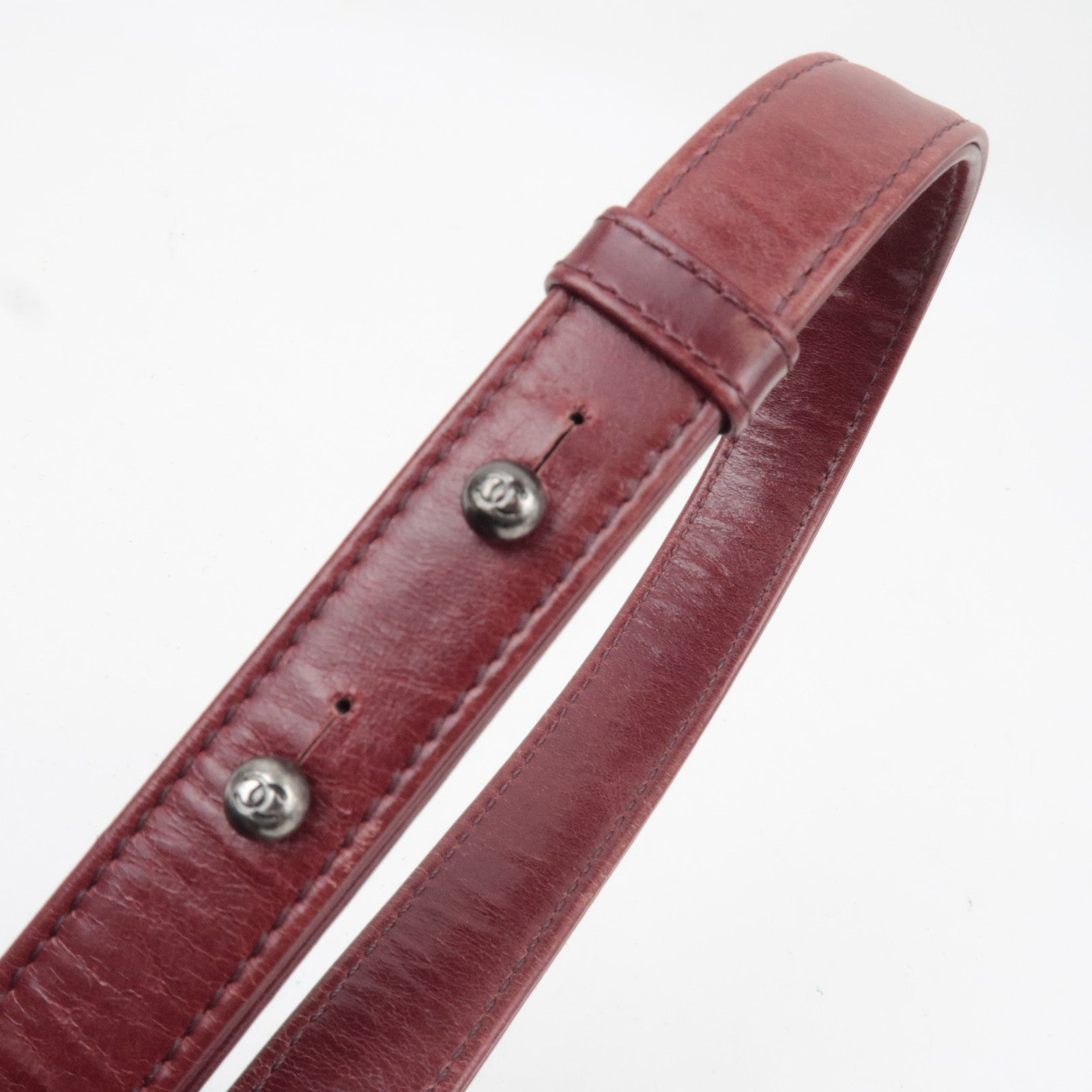 CHANEL Boy Chanel Chain Shoulder Bag Calf Leather Burgundy Silver HDW