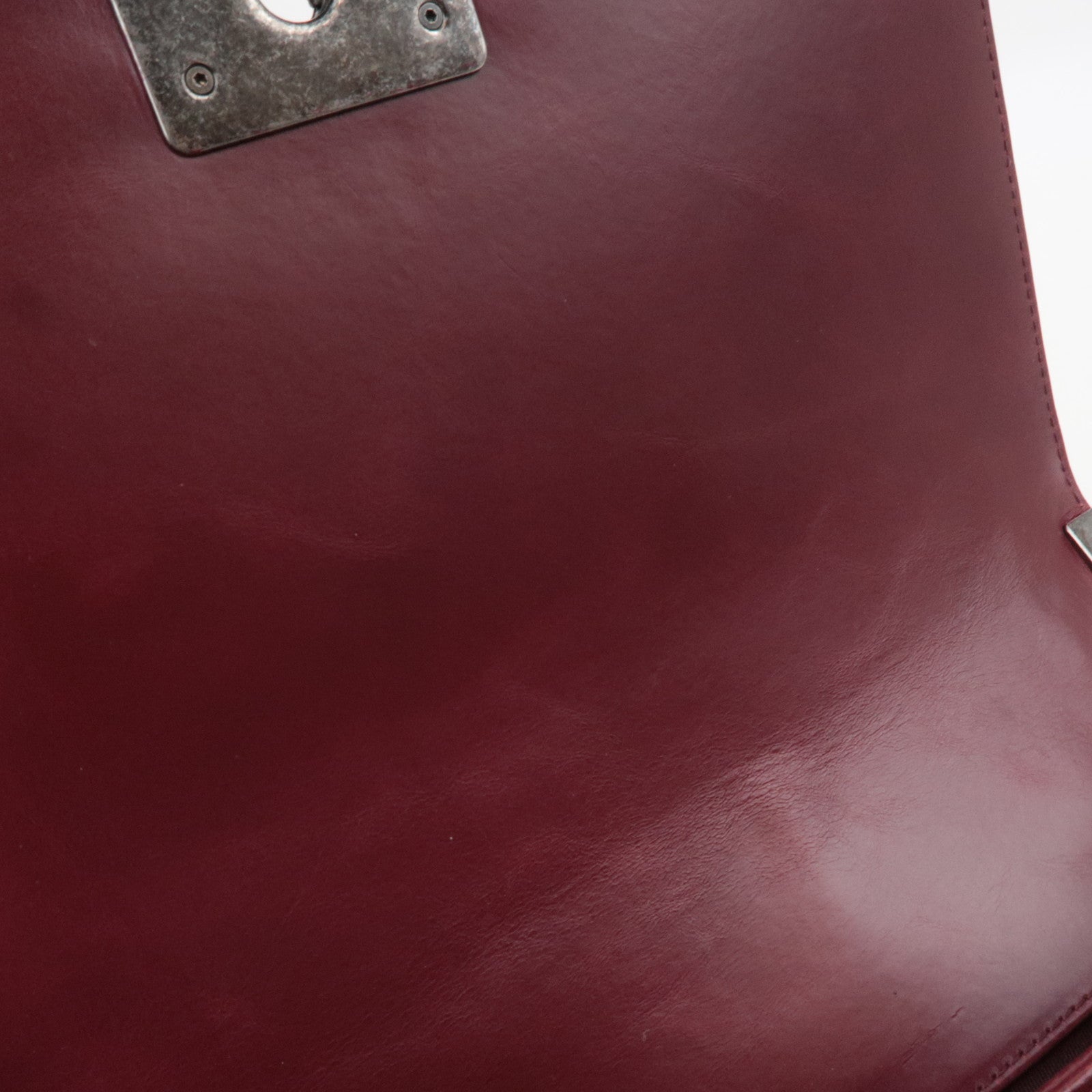 CHANEL Boy Chanel Chain Shoulder Bag Calf Leather Burgundy Silver HDW