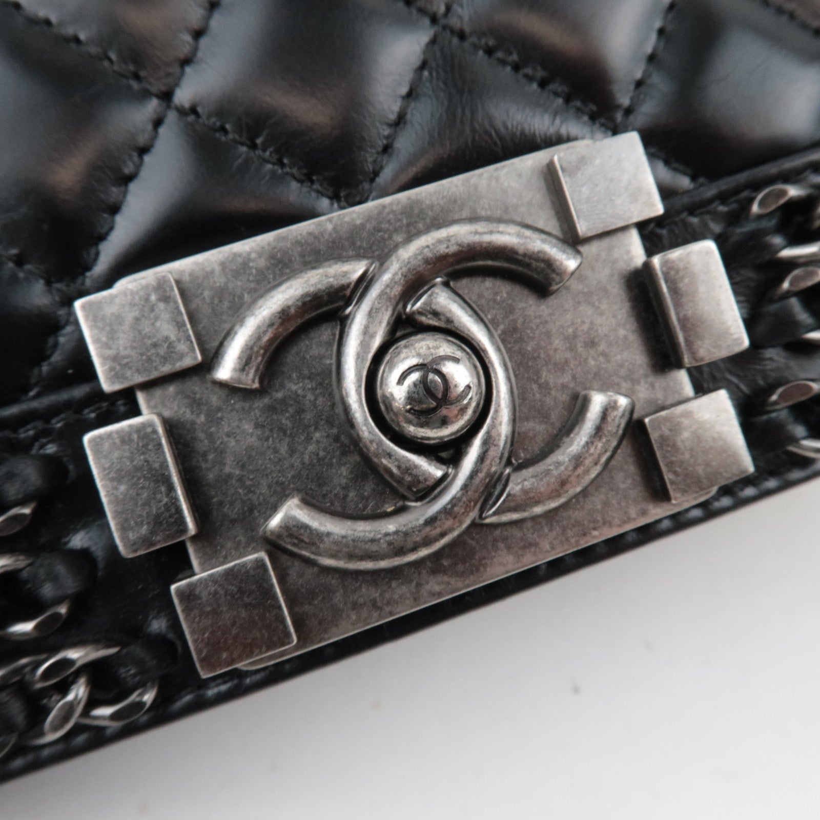 CHANEL Boy Chanel Chain Shoulder Bag Calf Leather Black