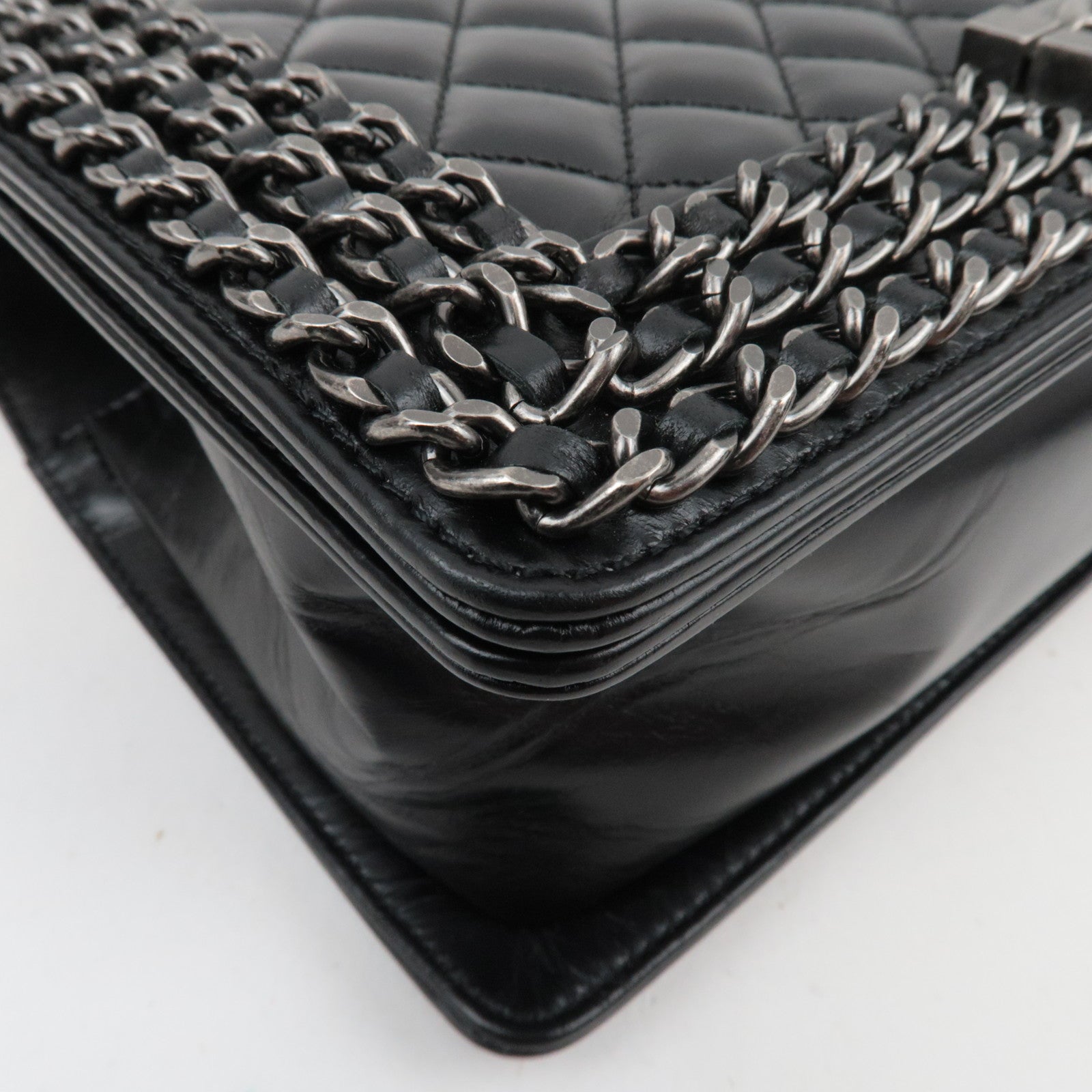 CHANEL Boy Chanel Chain Shoulder Bag Calf Leather Black