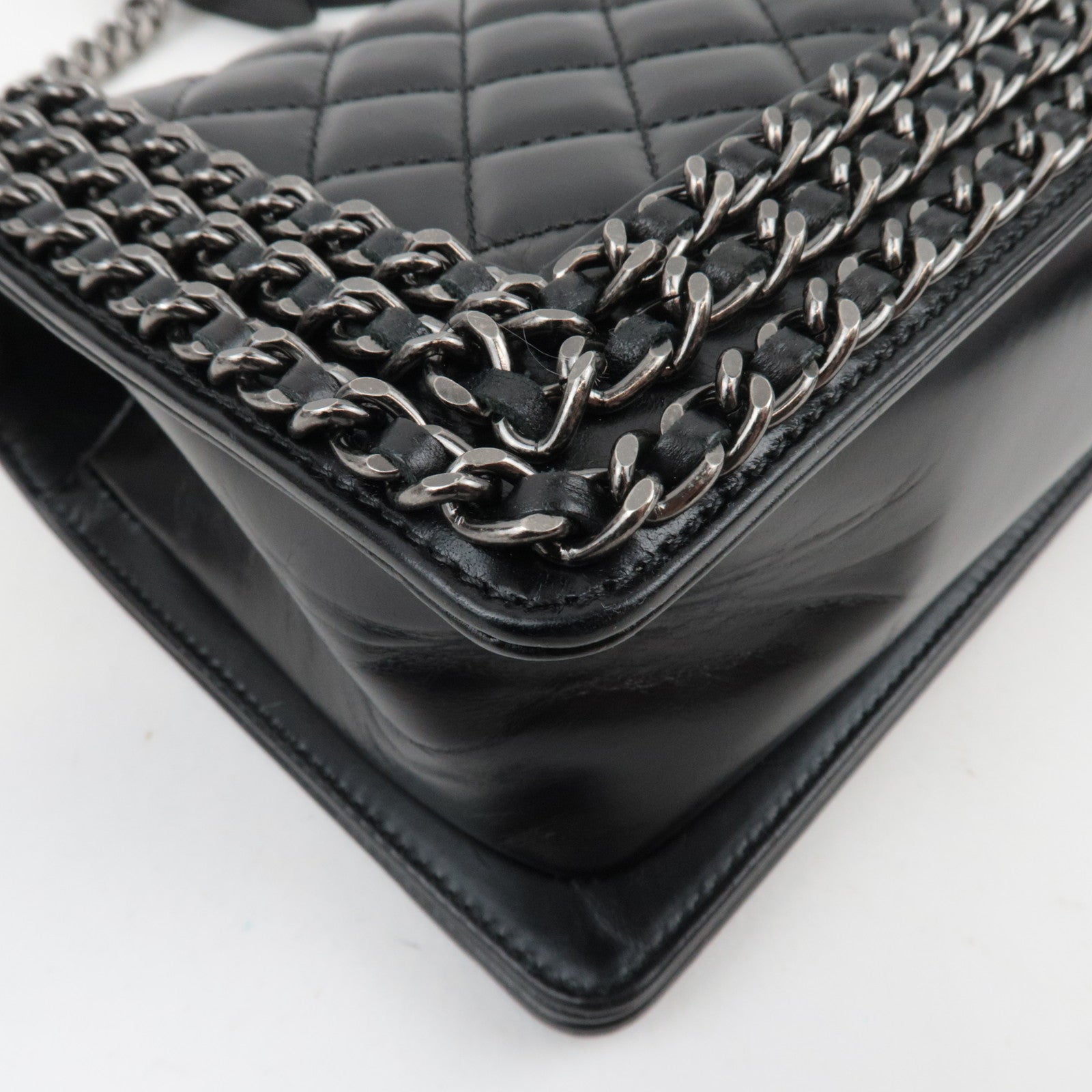 CHANEL Boy Chanel Chain Shoulder Bag Calf Leather Black