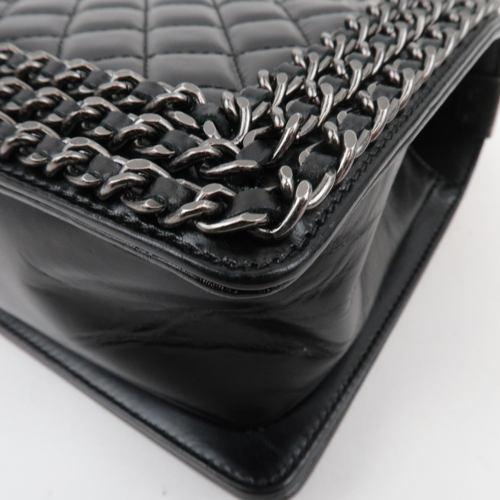 CHANEL Boy Chanel Chain Shoulder Bag Calf Leather Black