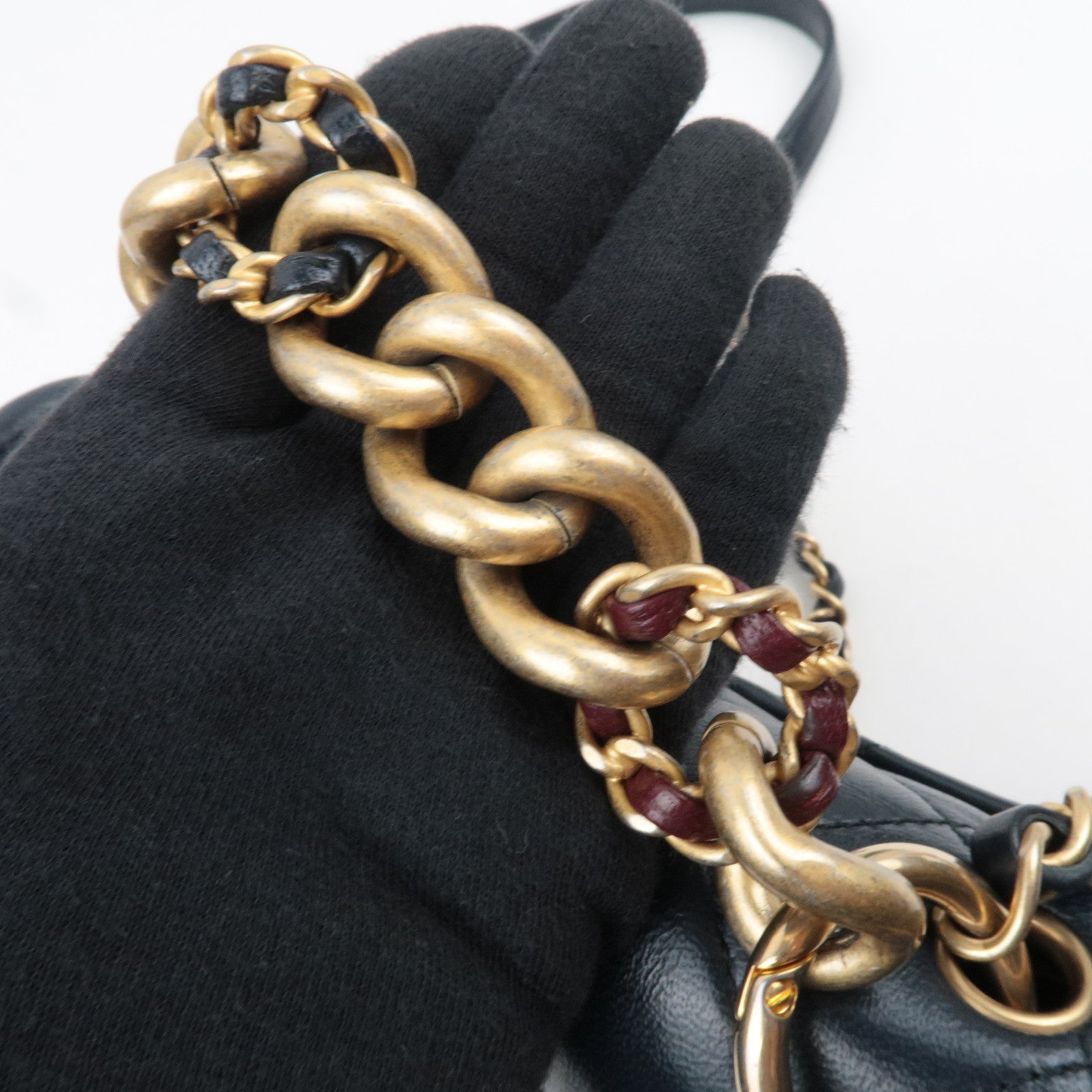 CHANEL Small Matelasse 2Way Chain Shoulder Bag Lambskin Navy