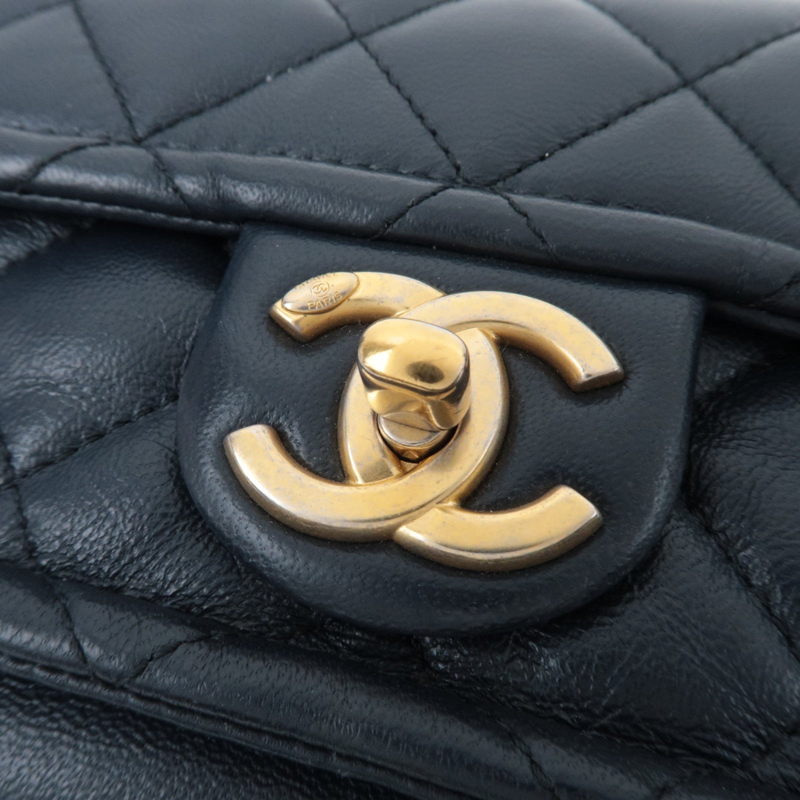 CHANEL Small Matelasse 2Way Chain Shoulder Bag Lambskin Navy