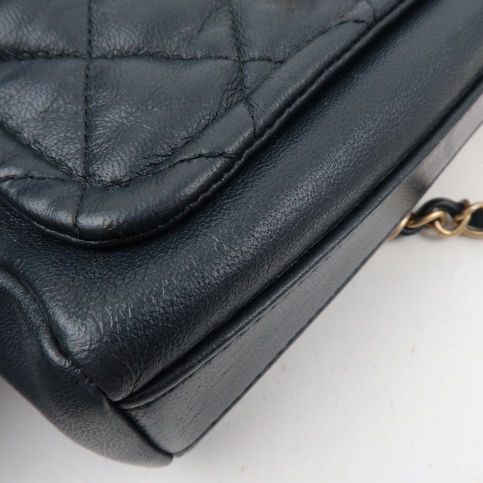 CHANEL Small Matelasse 2Way Chain Shoulder Bag Lambskin Navy