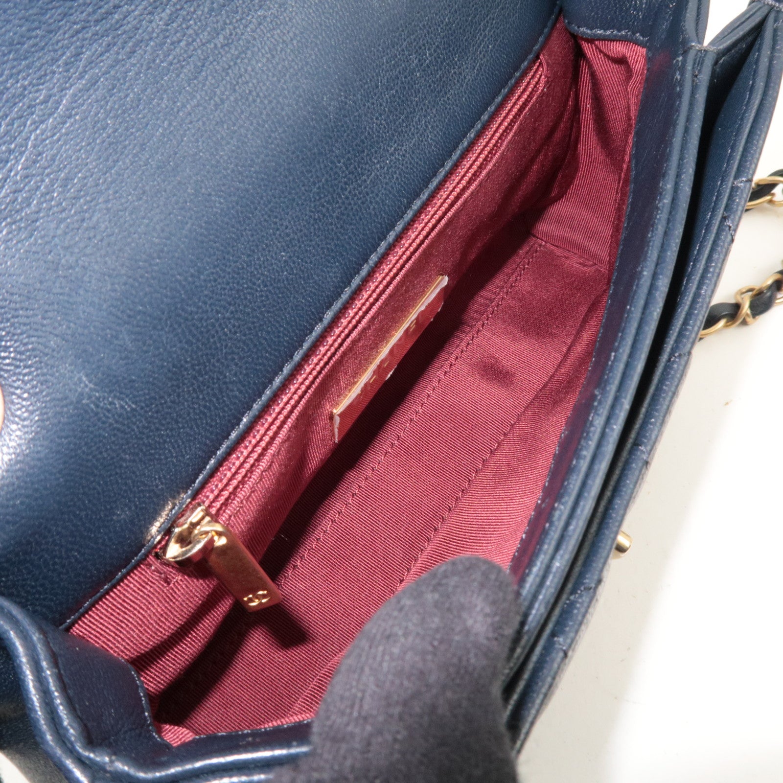 CHANEL Small Matelasse 2Way Chain Shoulder Bag Lambskin Navy