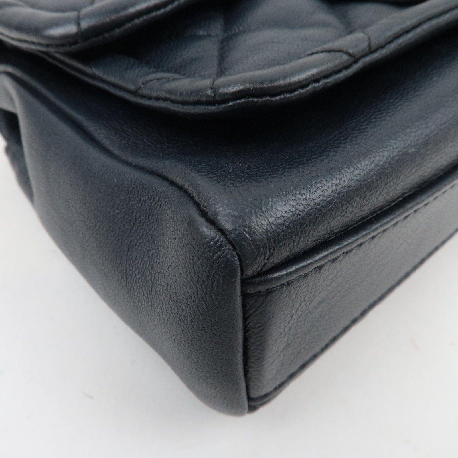 CHANEL Small Matelasse 2Way Chain Shoulder Bag Lambskin Navy