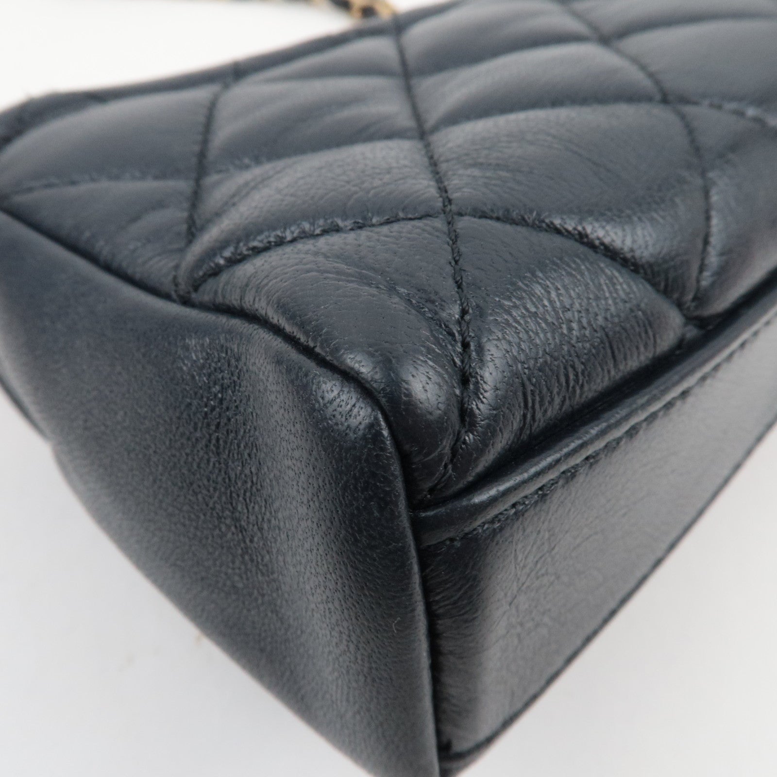 CHANEL Small Matelasse 2Way Chain Shoulder Bag Lambskin Navy