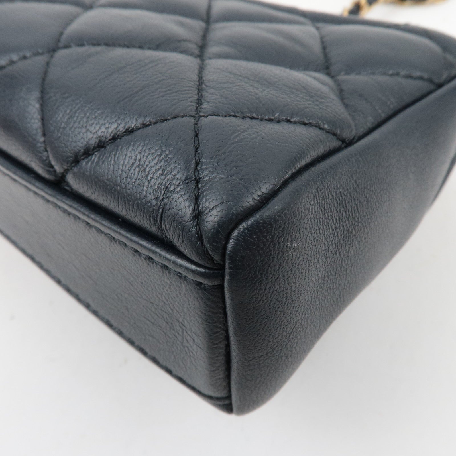 CHANEL Small Matelasse 2Way Chain Shoulder Bag Lambskin Navy