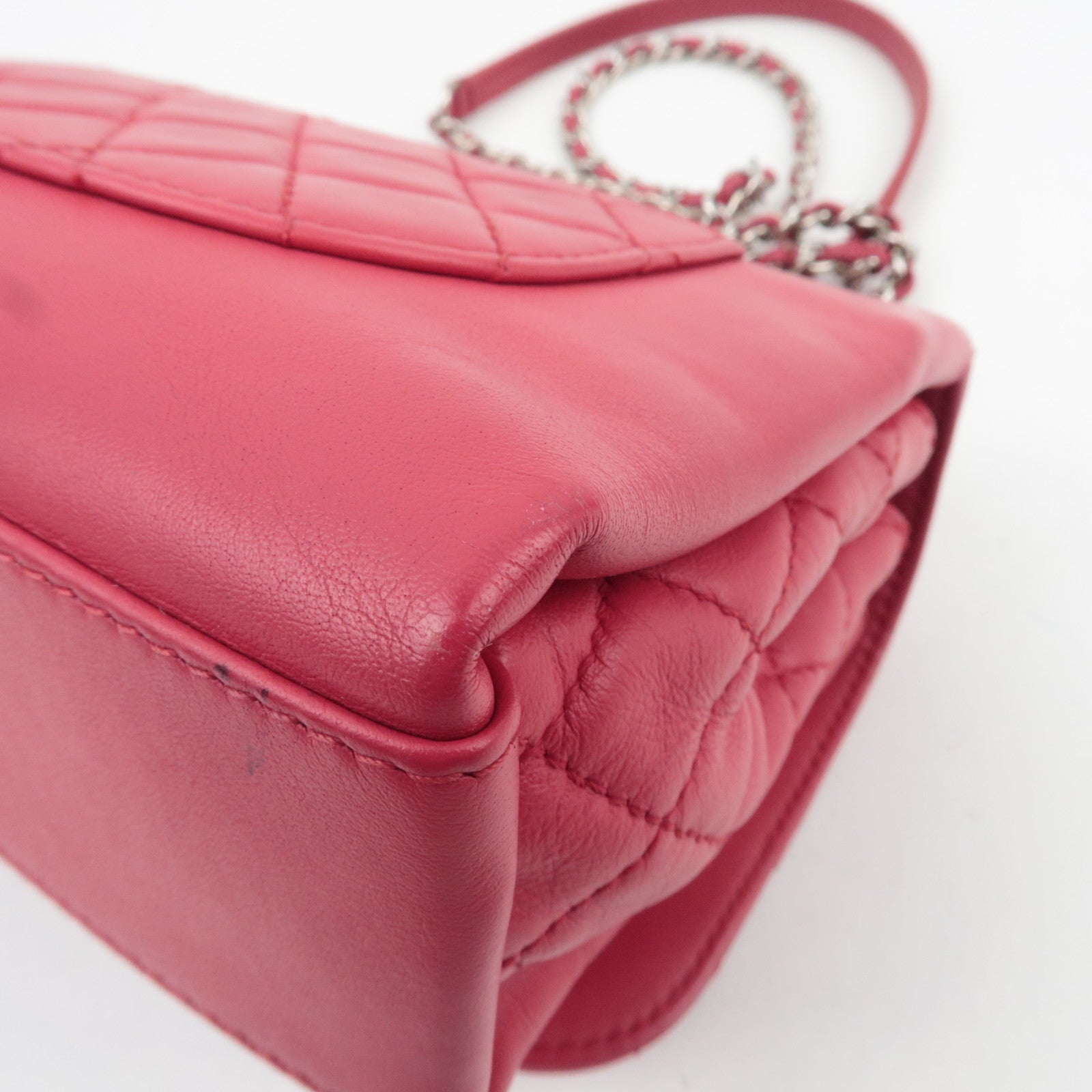 CHANEL Matelasse Chain Shoulder Bag Lambskin Pink
