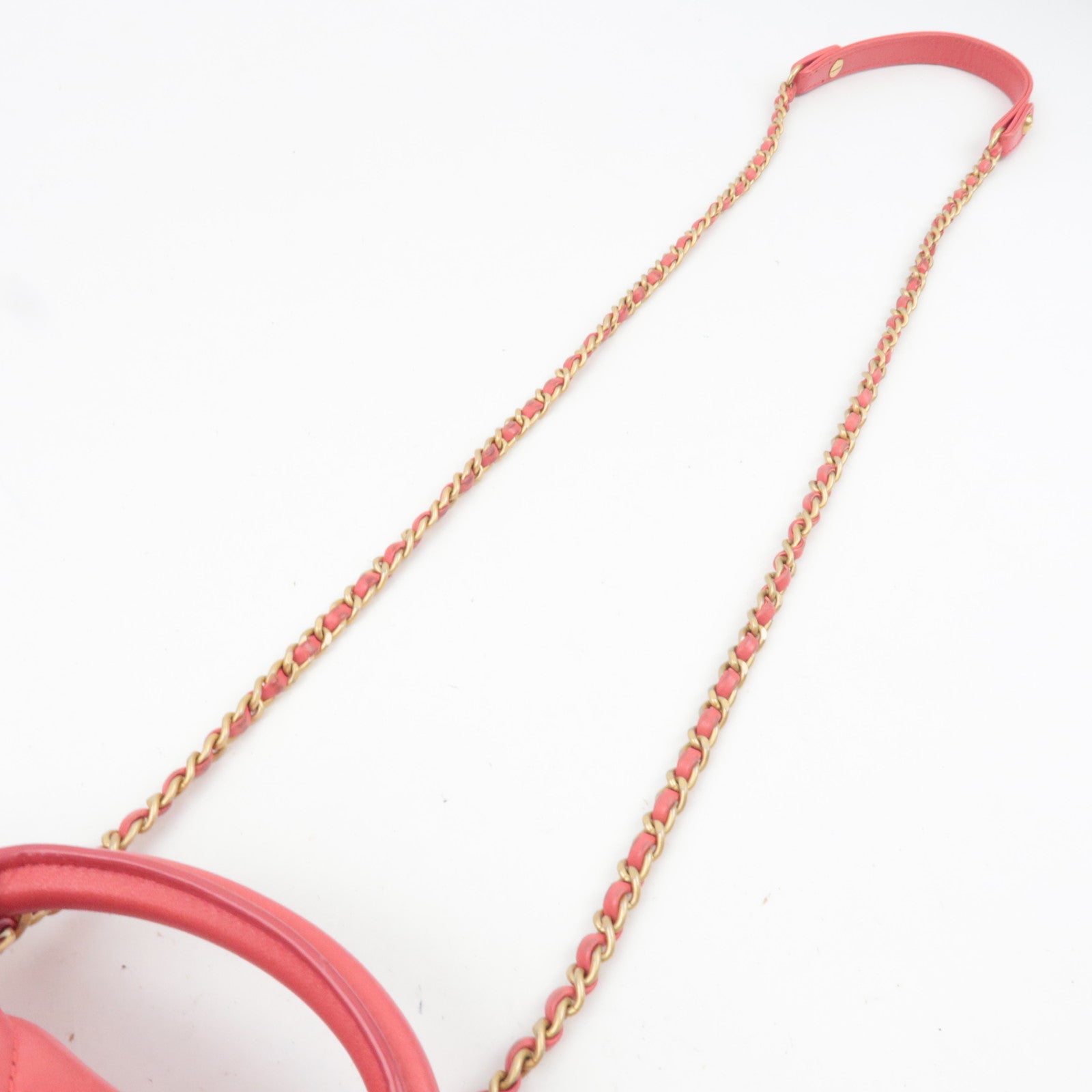 CHANEL Chevron V-Stitch 2Way Top Handle Chain Shoulder Bag Lambskin Pink 24321145