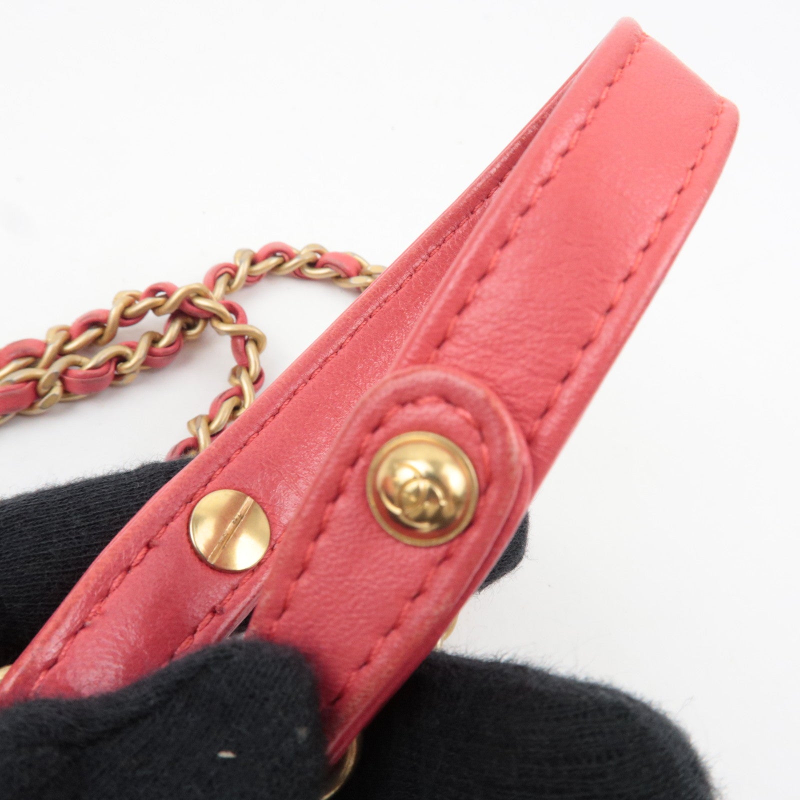 CHANEL Chevron V-Stitch 2Way Top Handle Chain Shoulder Bag Lambskin Pink 24321145