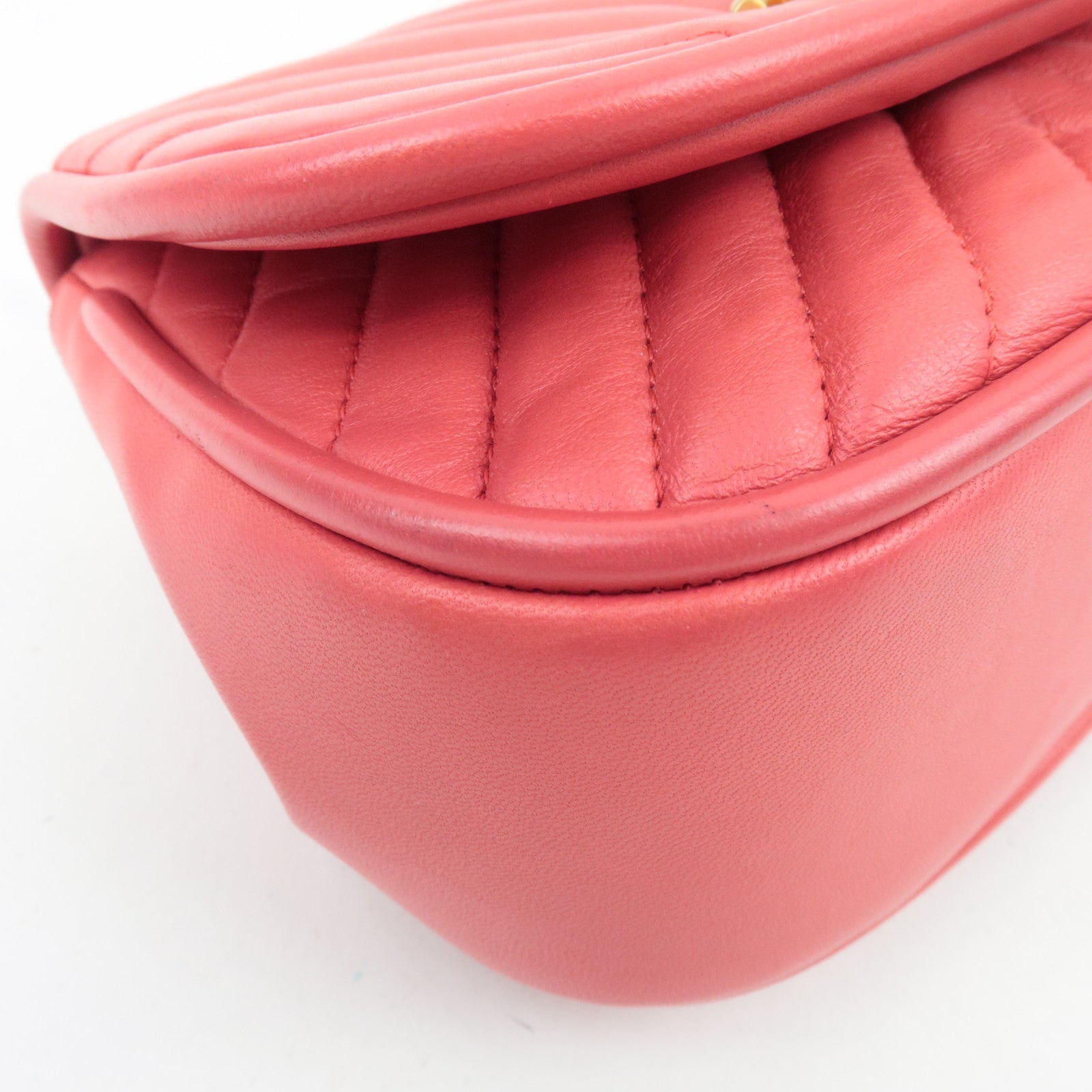 CHANEL Chevron V-Stitch 2Way Top Handle Chain Shoulder Bag Lambskin Pink 24321145