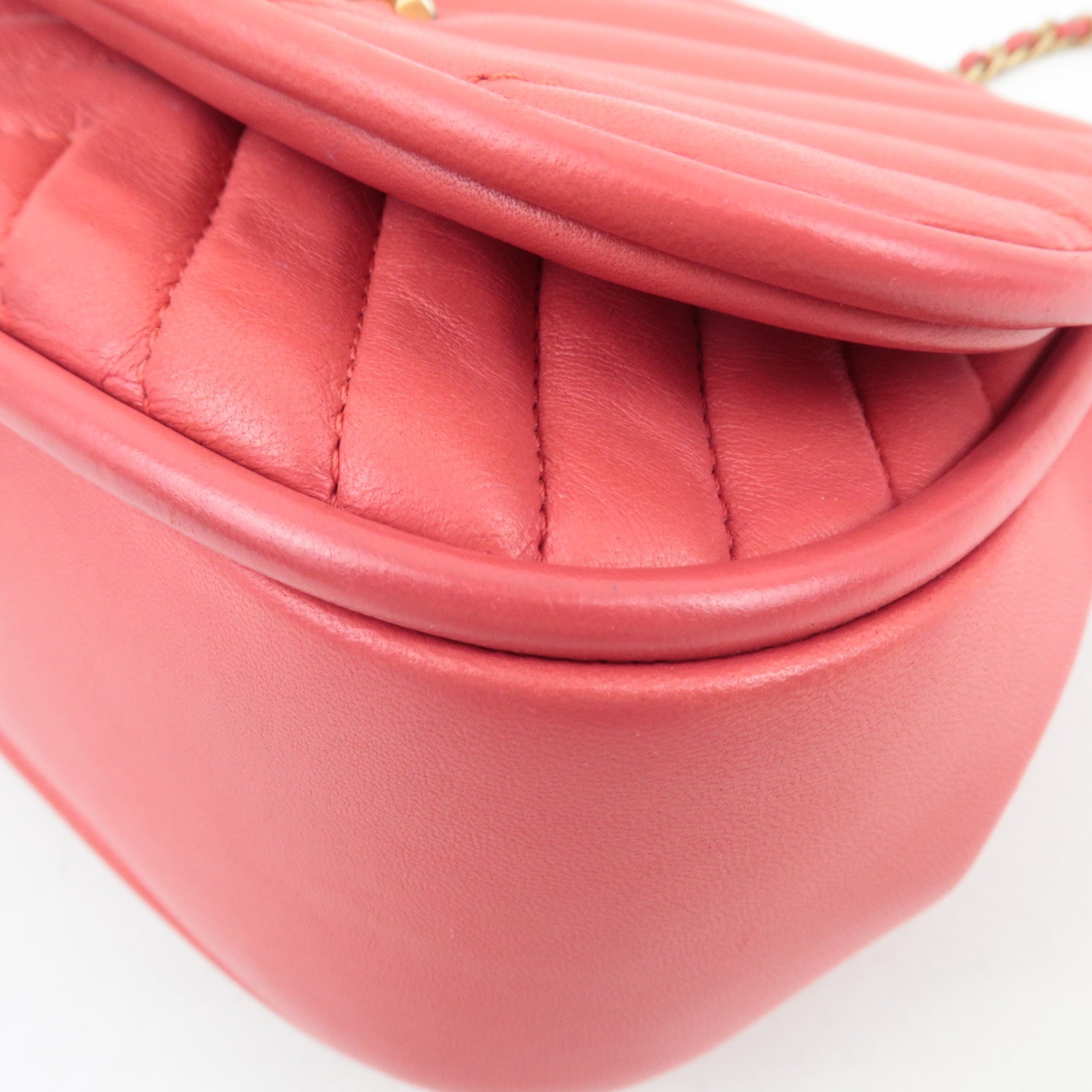 CHANEL Chevron V-Stitch 2Way Top Handle Chain Shoulder Bag Lambskin Pink 24321145