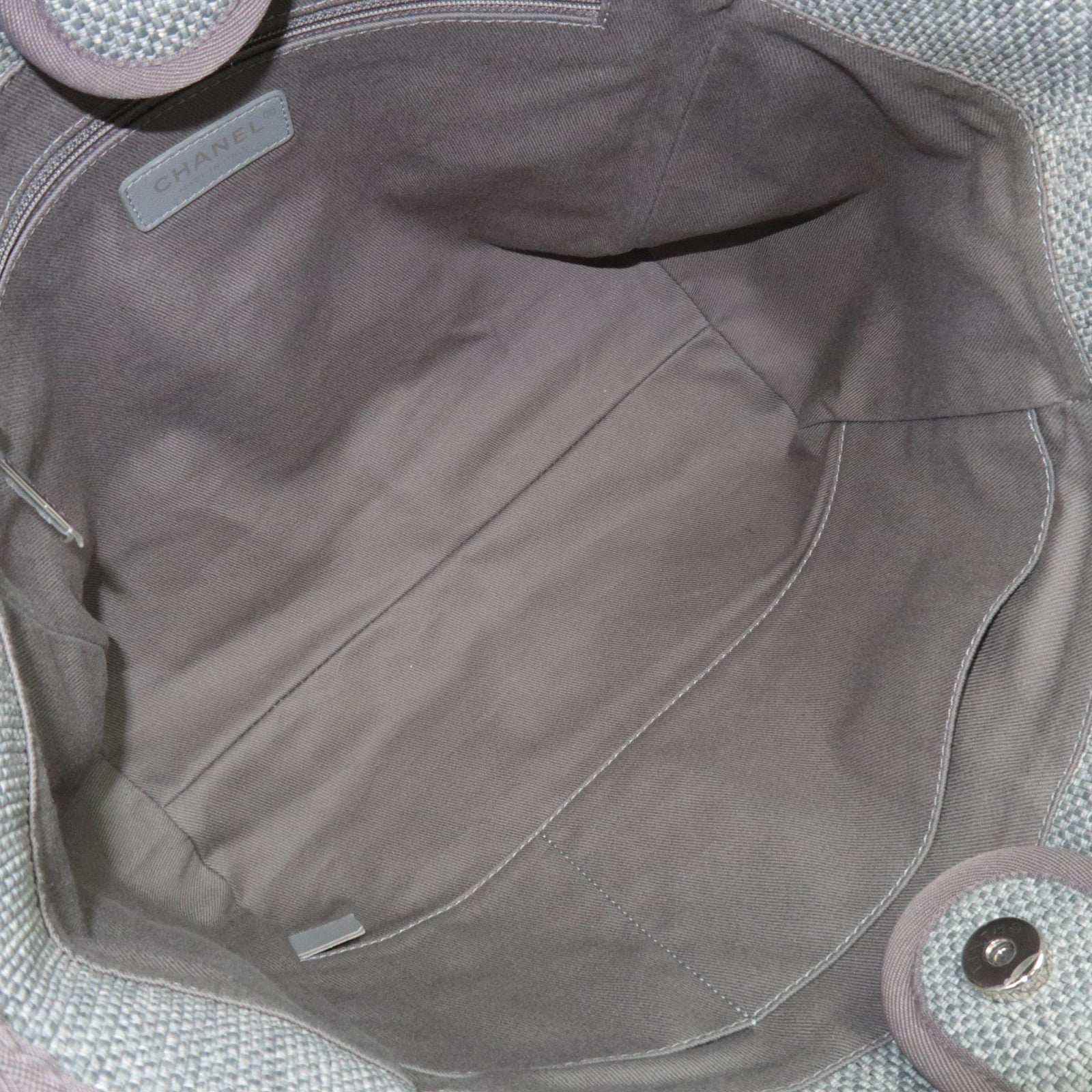 CHANEL Deauville MM Chain Tote Raffia Gray A67001