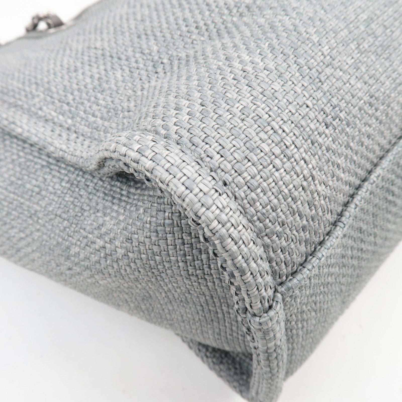 CHANEL Deauville MM Chain Tote Raffia Gray A67001