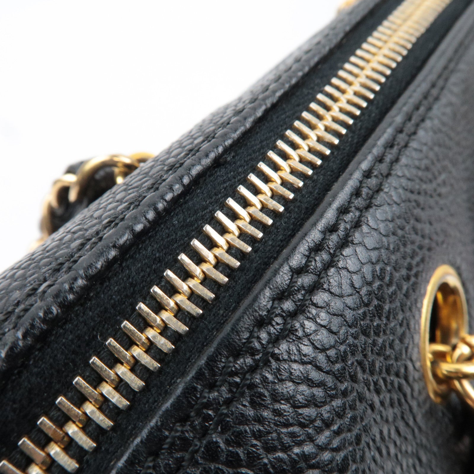 CHANEL Coco Mark Chain Tote Bag Caviar Skin Black Gold HDW