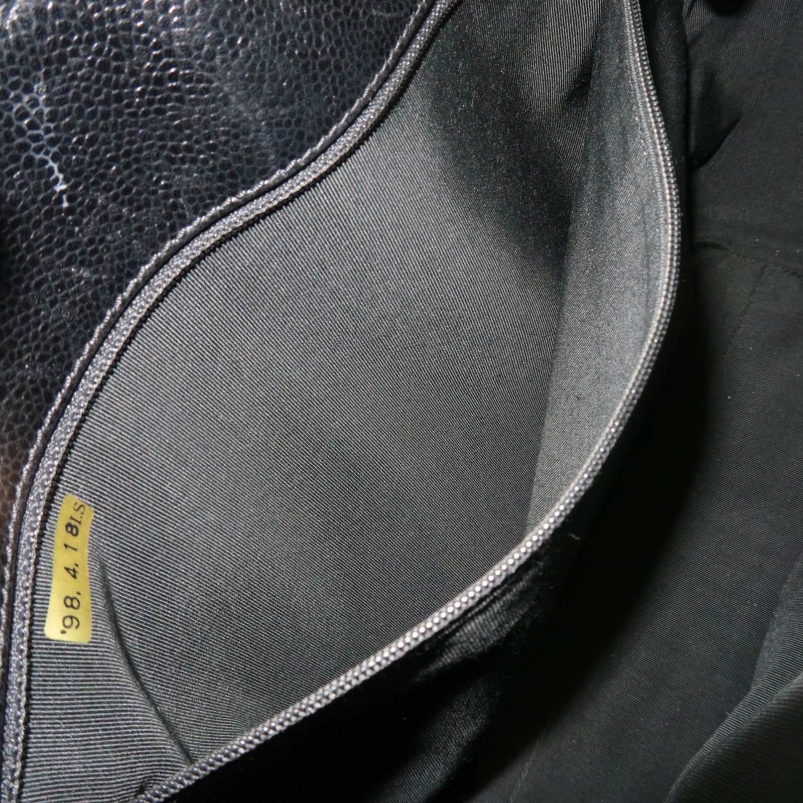 CHANEL Coco Mark Chain Tote Bag Caviar Skin Black Gold HDW