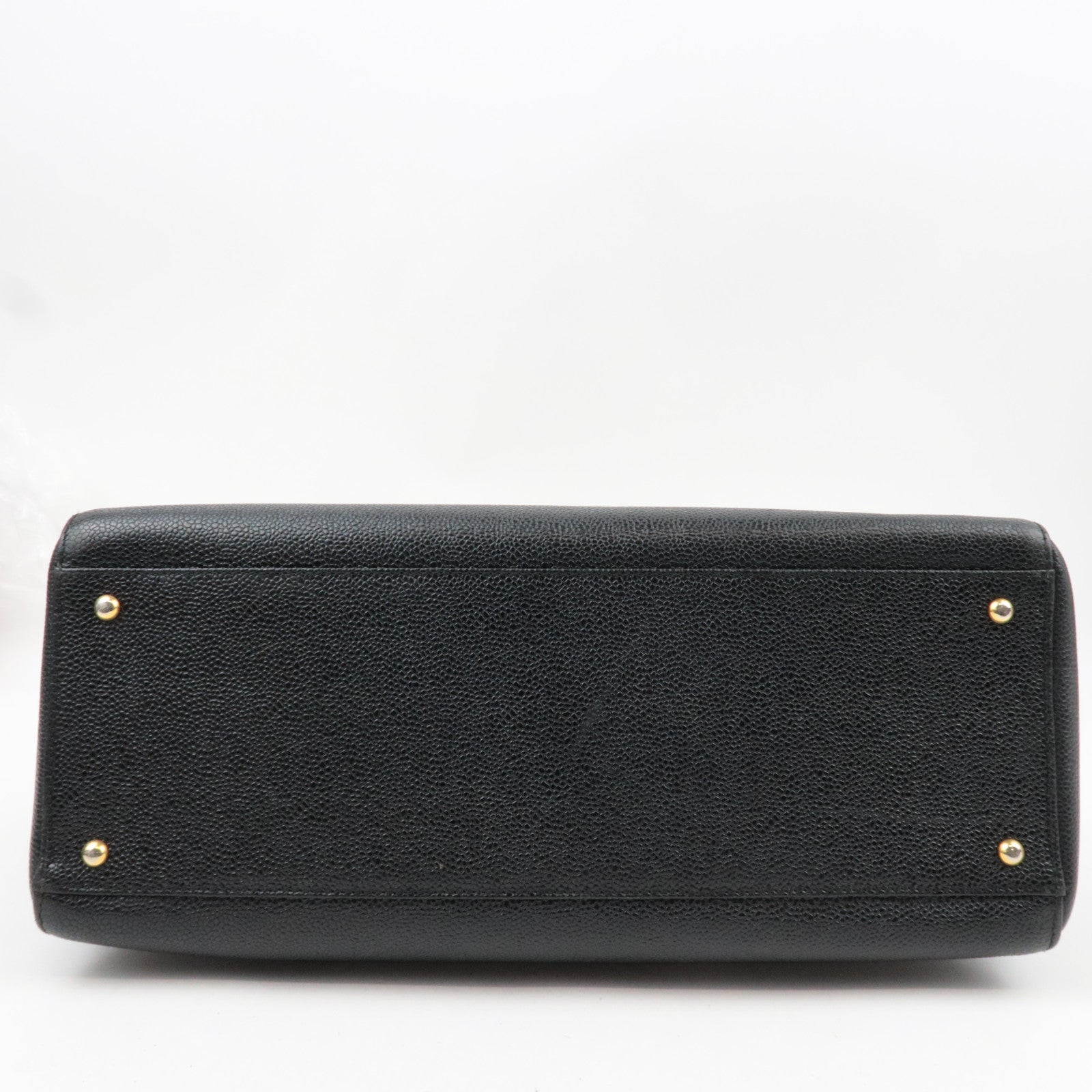 CHANEL Coco Mark Chain Tote Bag Caviar Skin Black Gold HDW