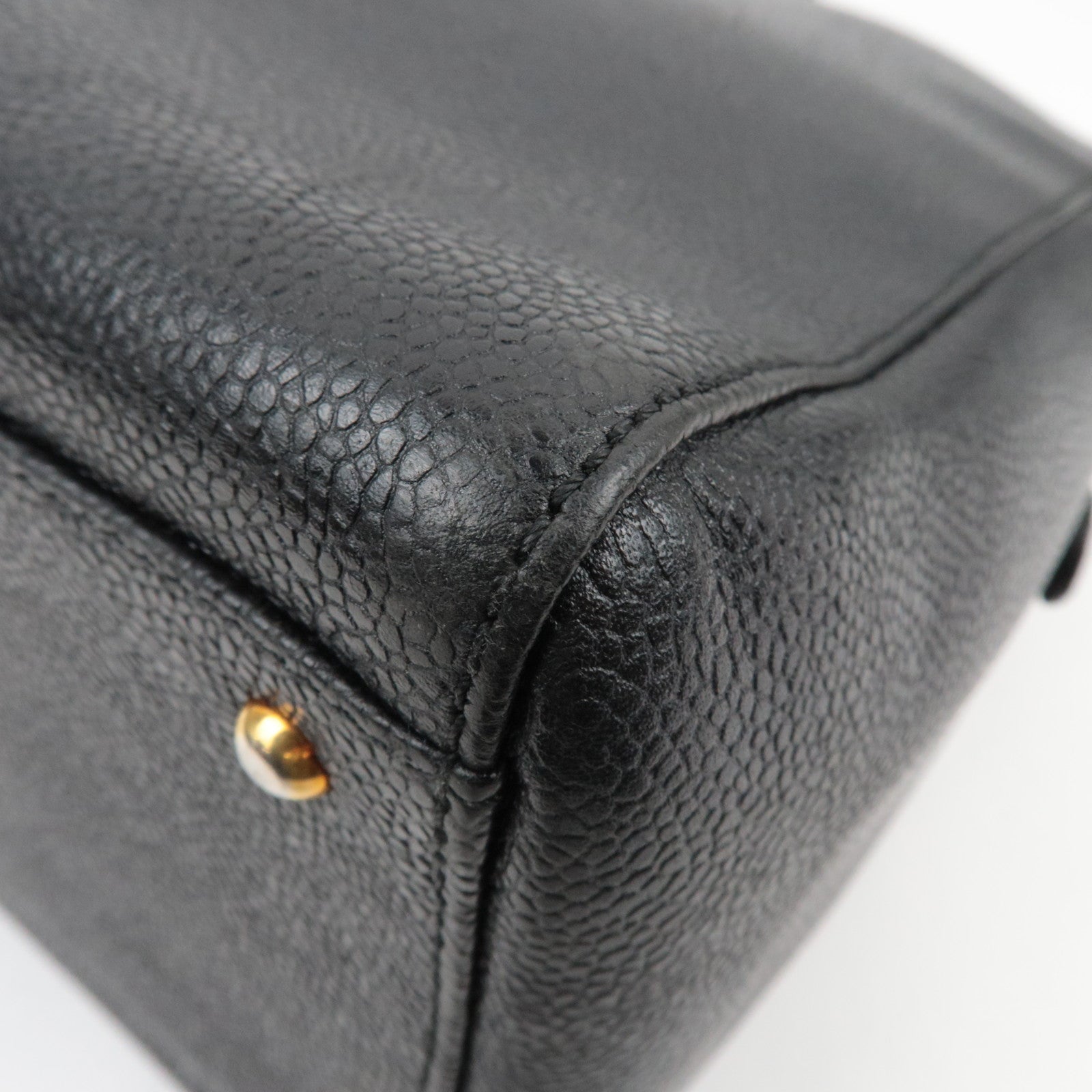 CHANEL Coco Mark Chain Tote Bag Caviar Skin Black Gold HDW