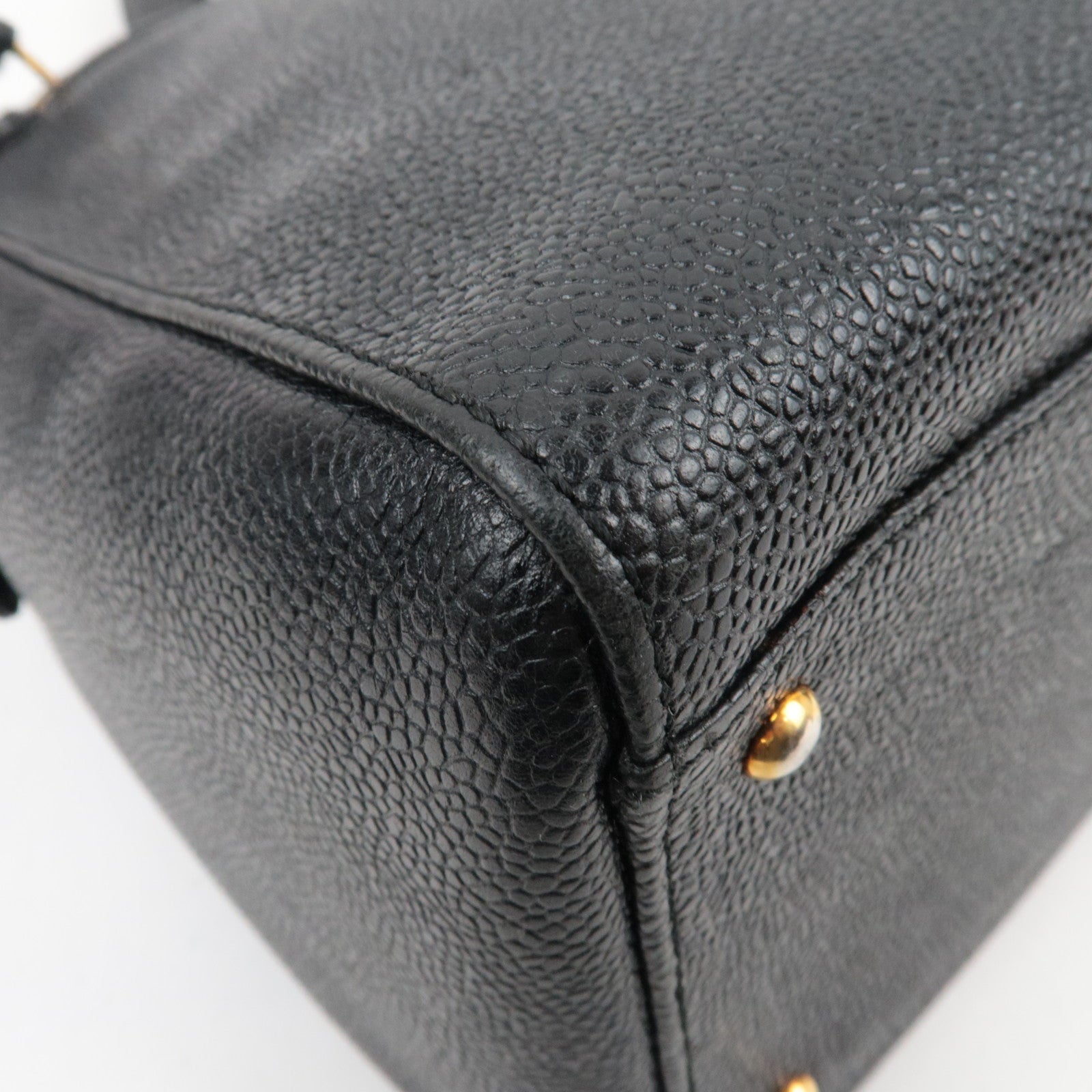 CHANEL Coco Mark Chain Tote Bag Caviar Skin Black Gold HDW