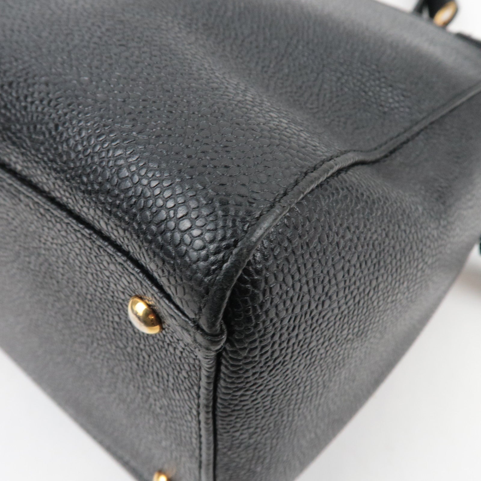 CHANEL Coco Mark Chain Tote Bag Caviar Skin Black Gold HDW