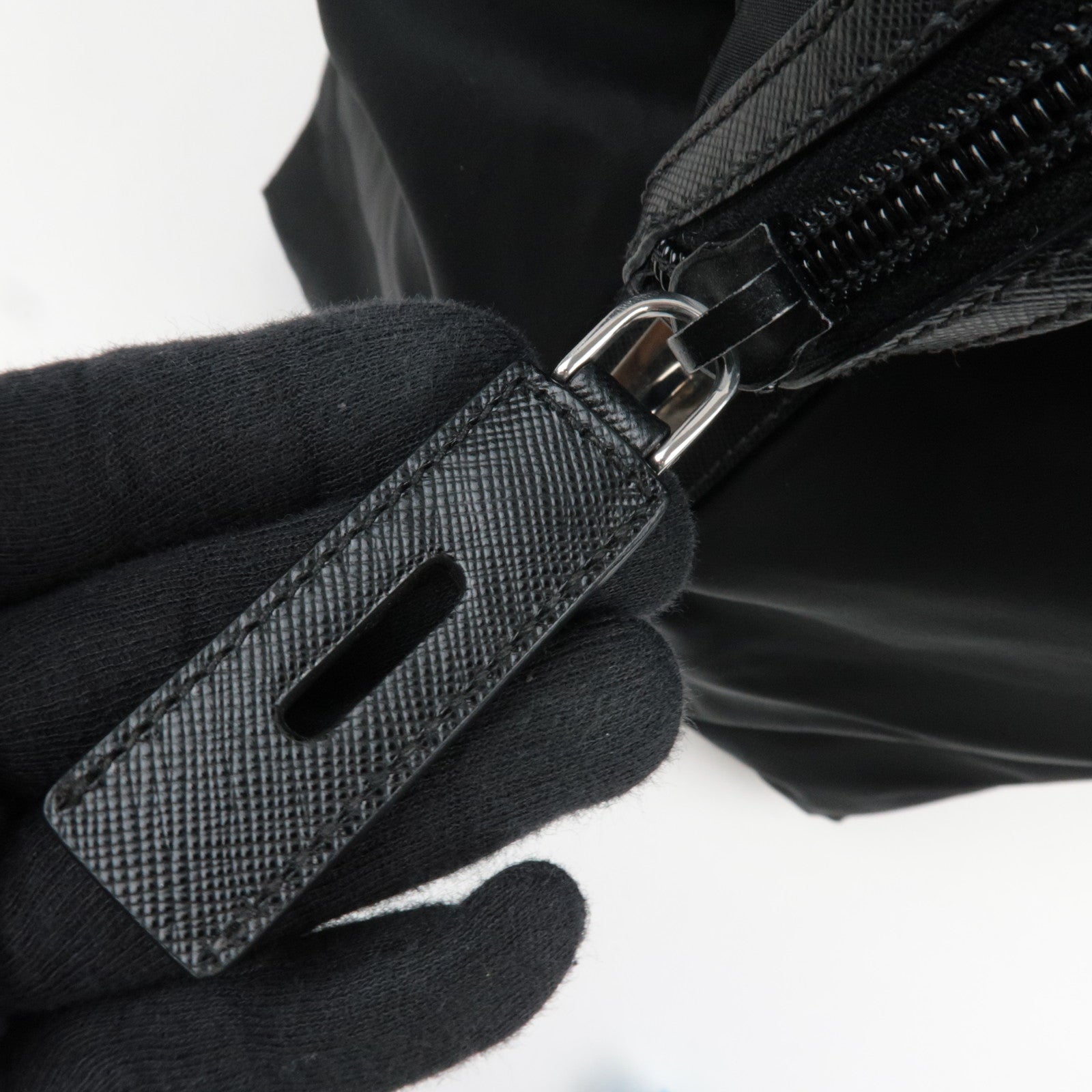 PRADA Nylon Leather Big Boston Bag Black