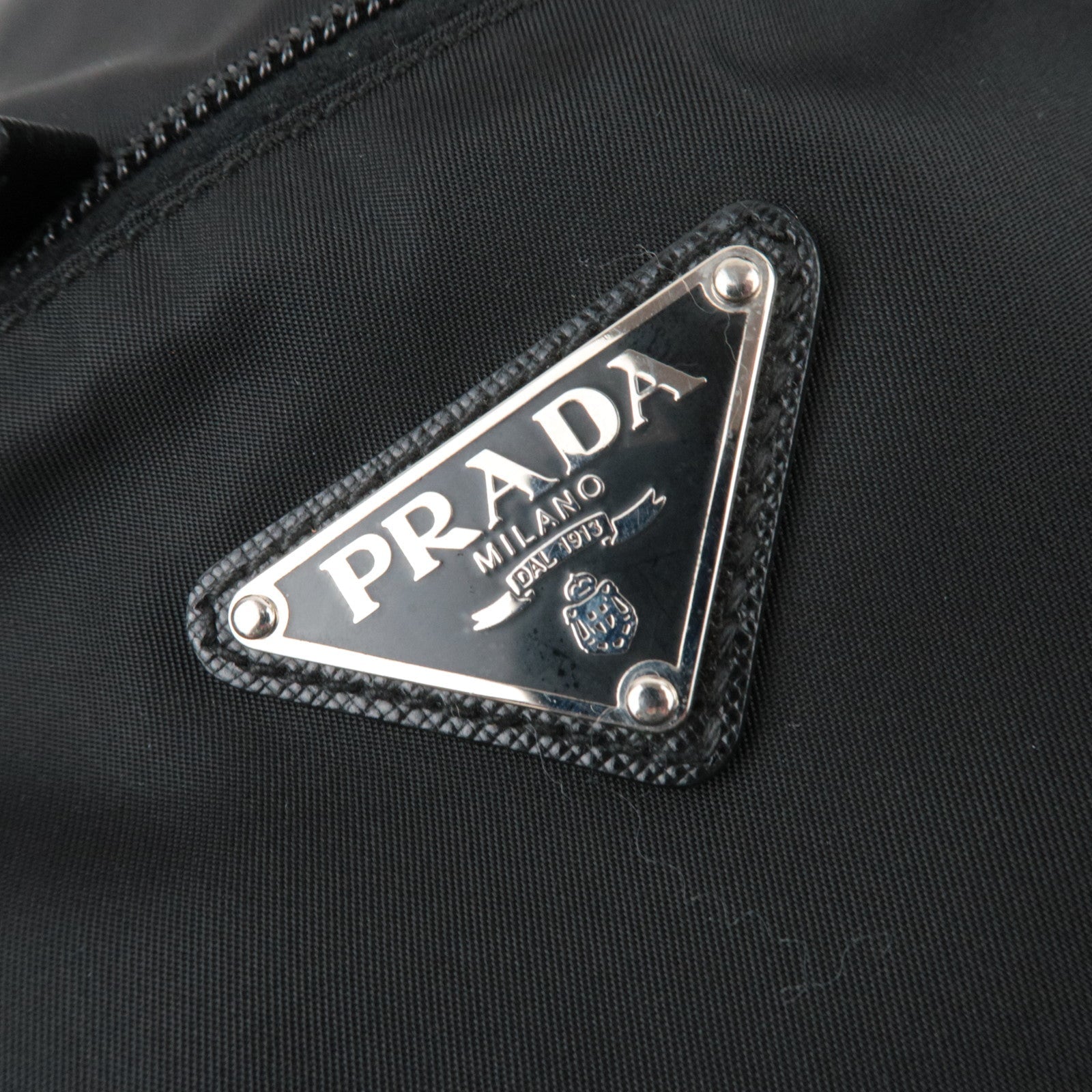 PRADA Nylon Leather Big Boston Bag Black