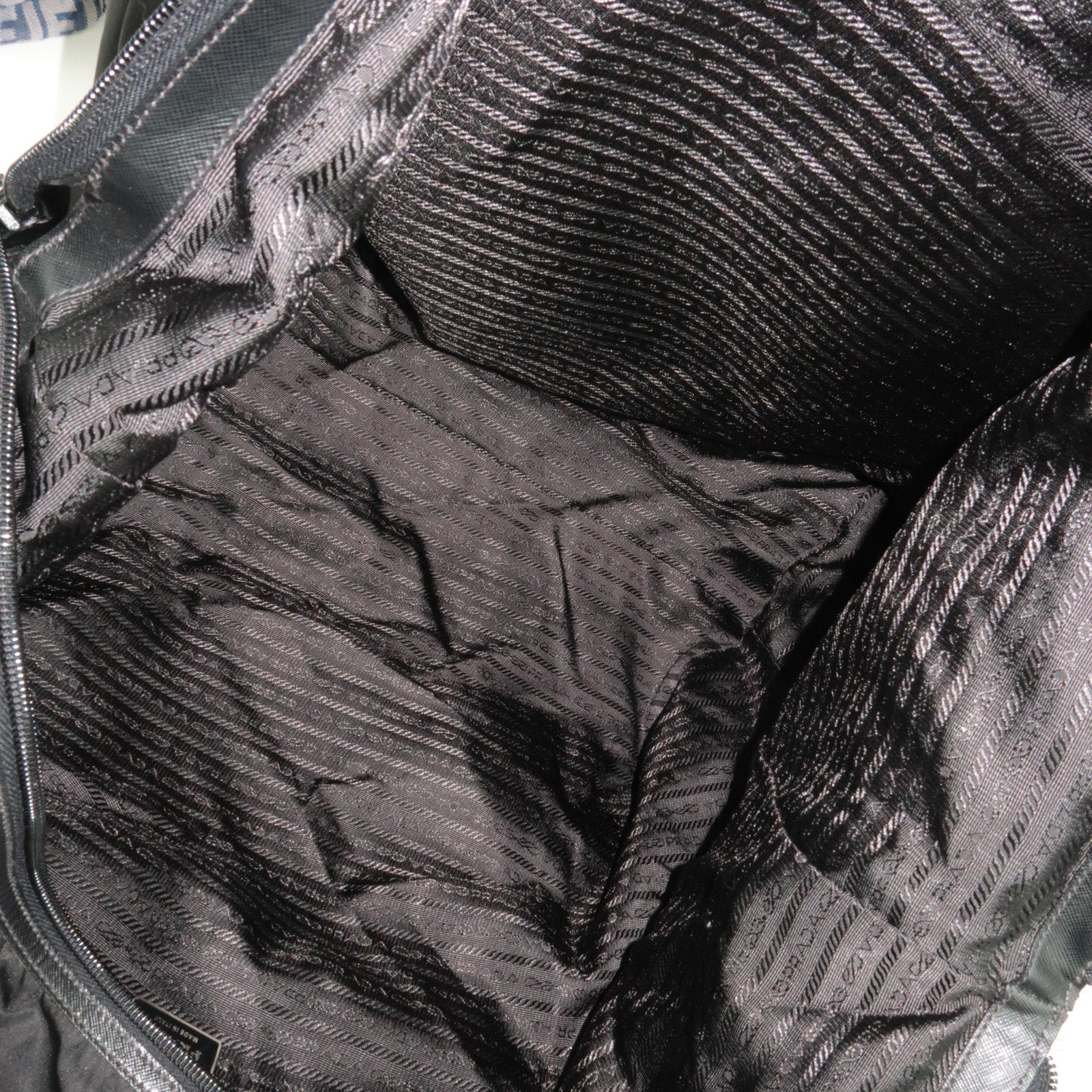 PRADA Nylon Leather Big Boston Bag Black