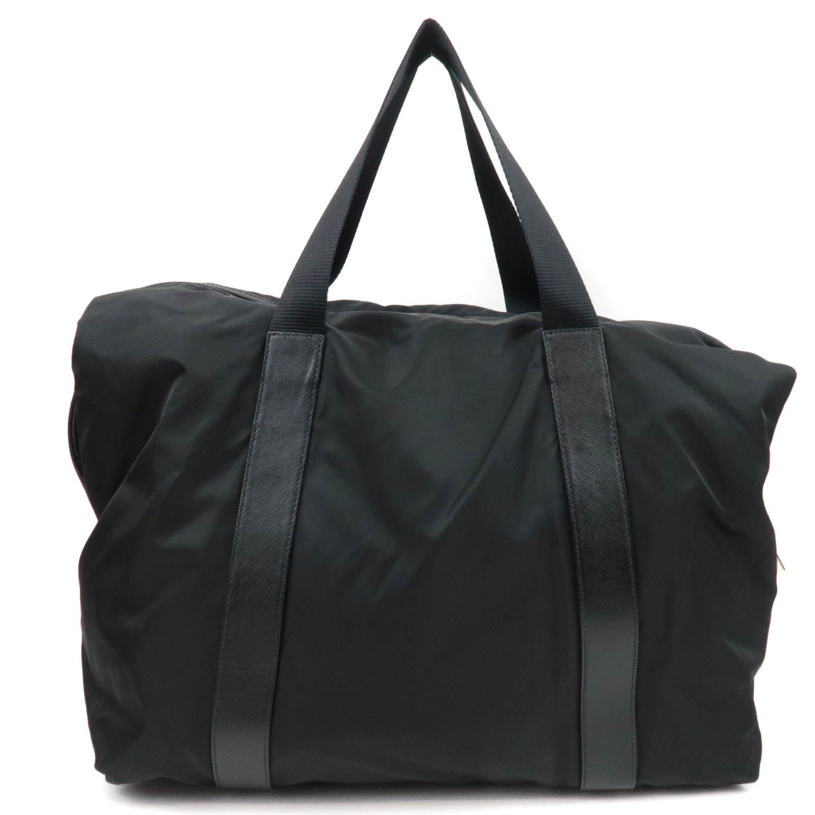 PRADA Nylon Leather Big Boston Bag Black