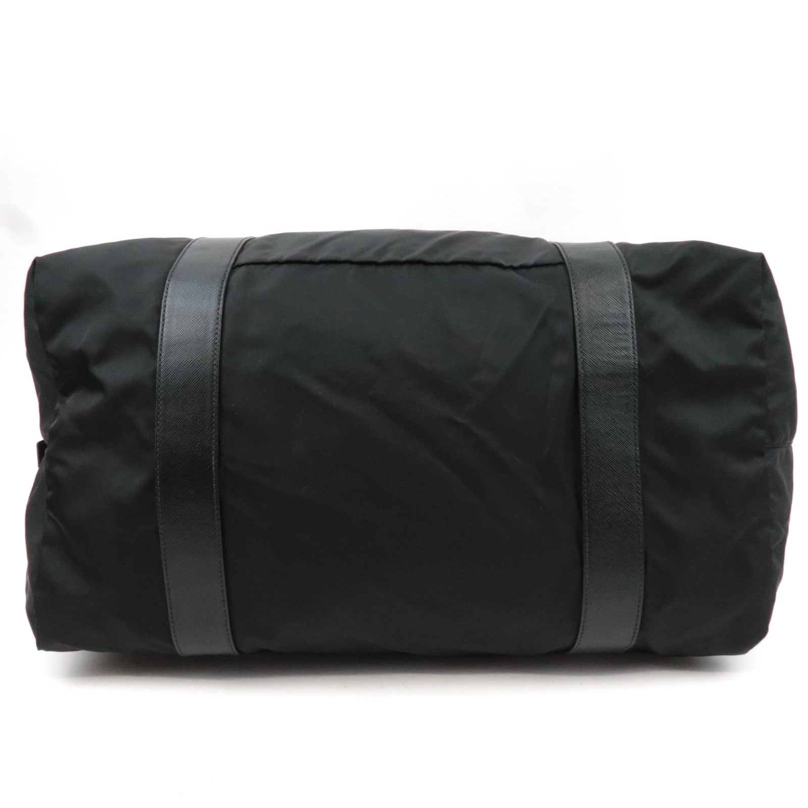 PRADA Nylon Leather Big Boston Bag Black