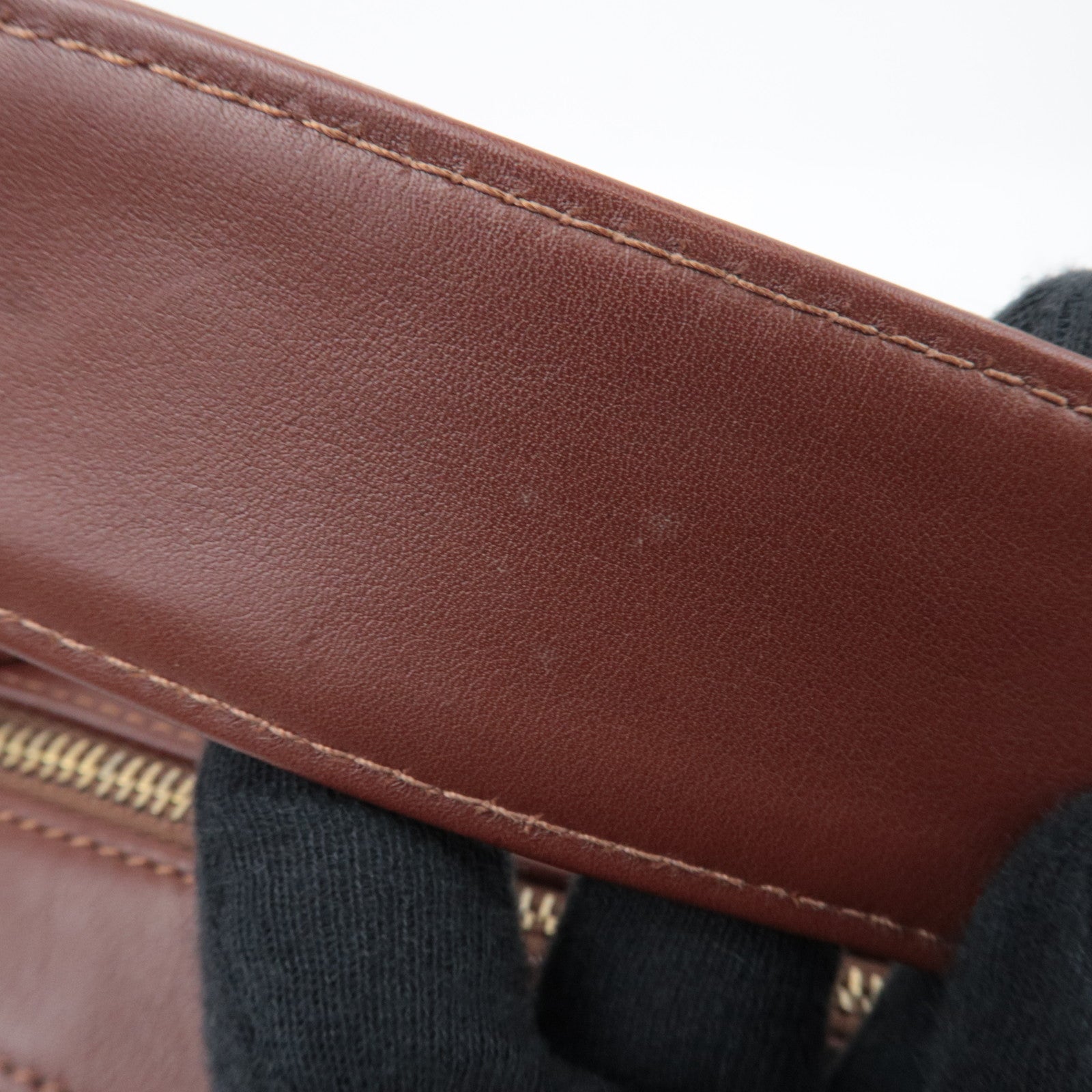 CHANEL Wild Stitch Chain Leather Shoulder Bag Brown