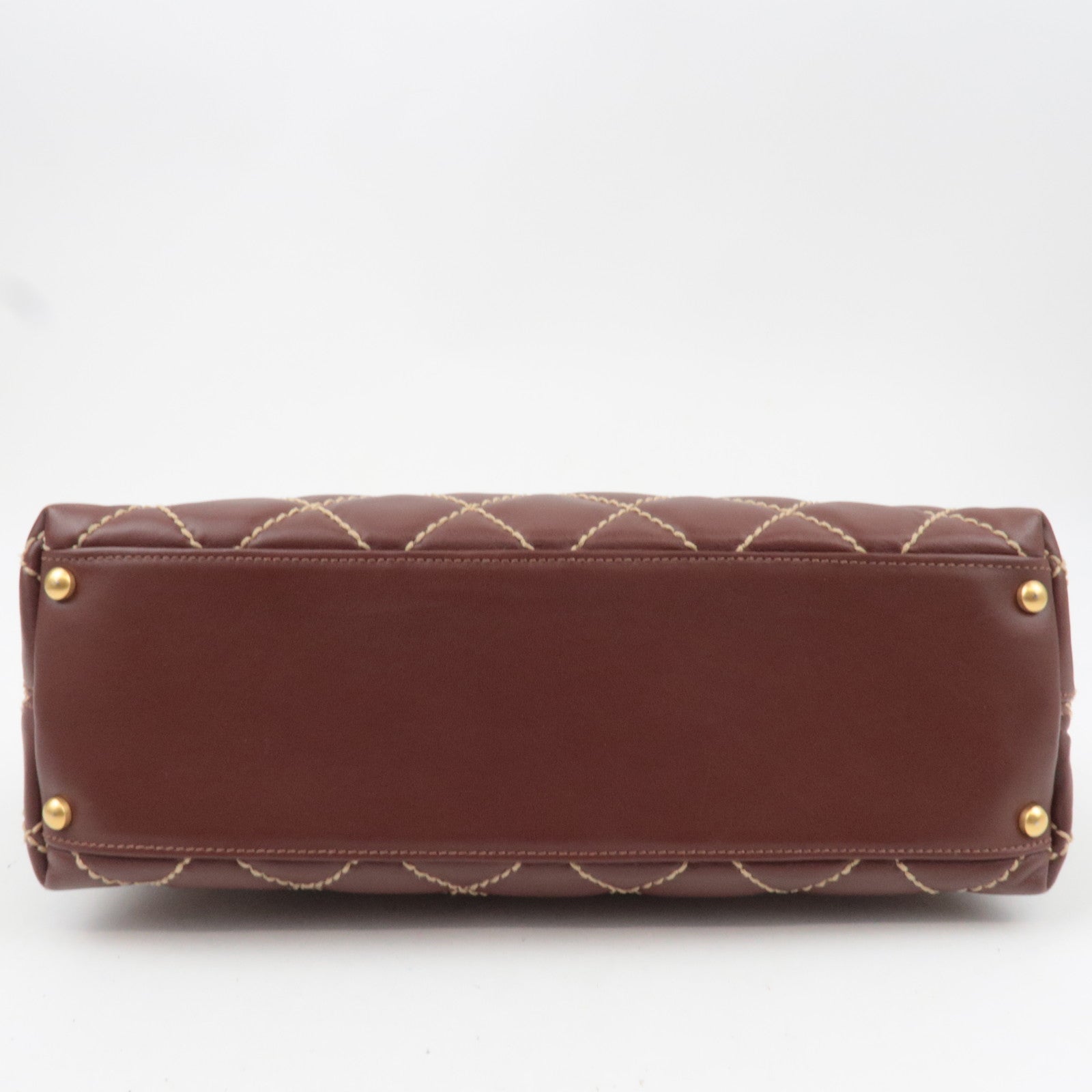 CHANEL Wild Stitch Chain Leather Shoulder Bag Brown