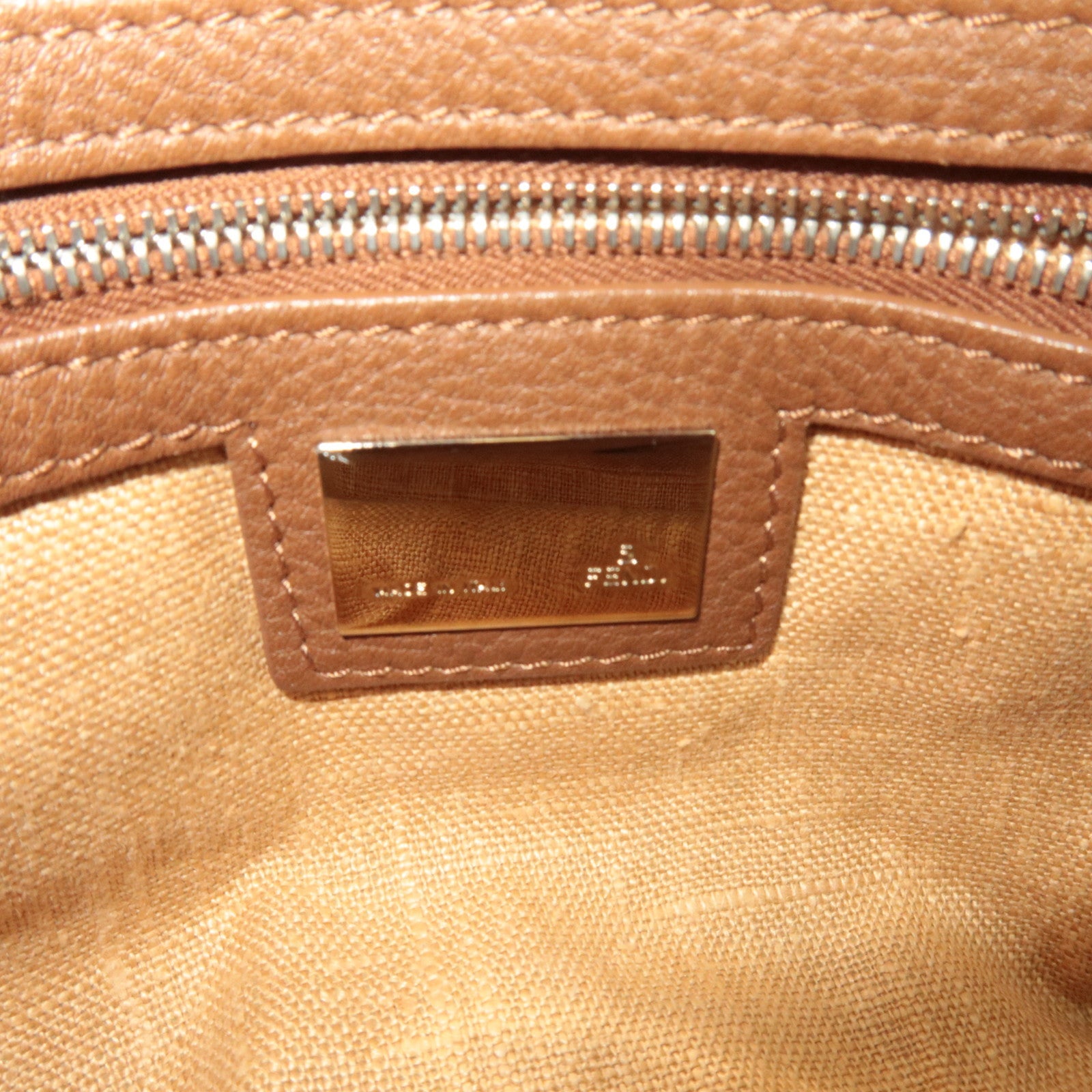 FENDI Selleria Zucca Linda Canvas Leather Handbag Blue 8BR547