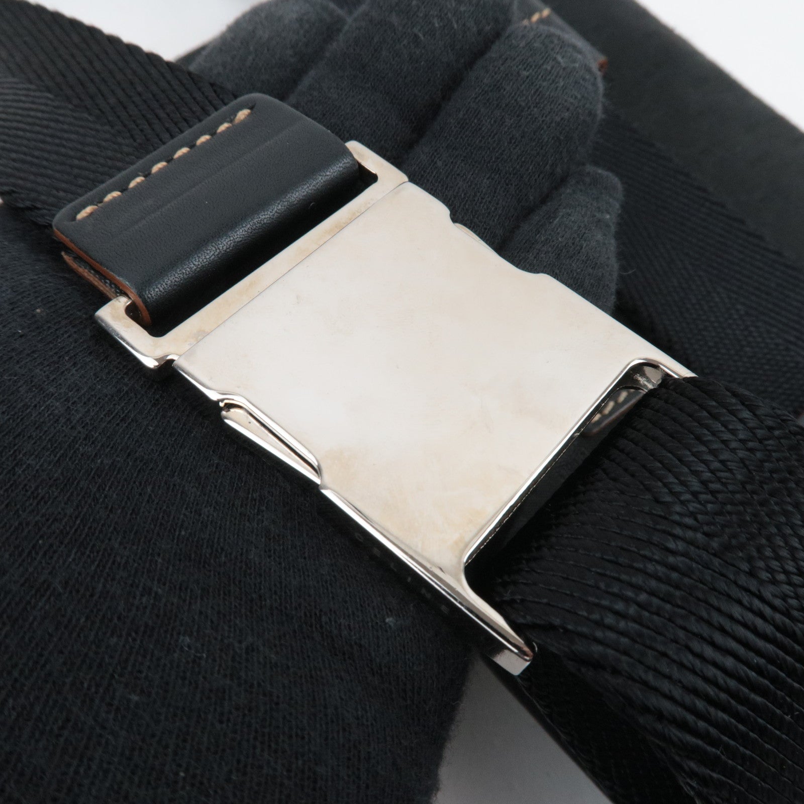 CELINE Macadam Canvas Leather Waist Bag Black