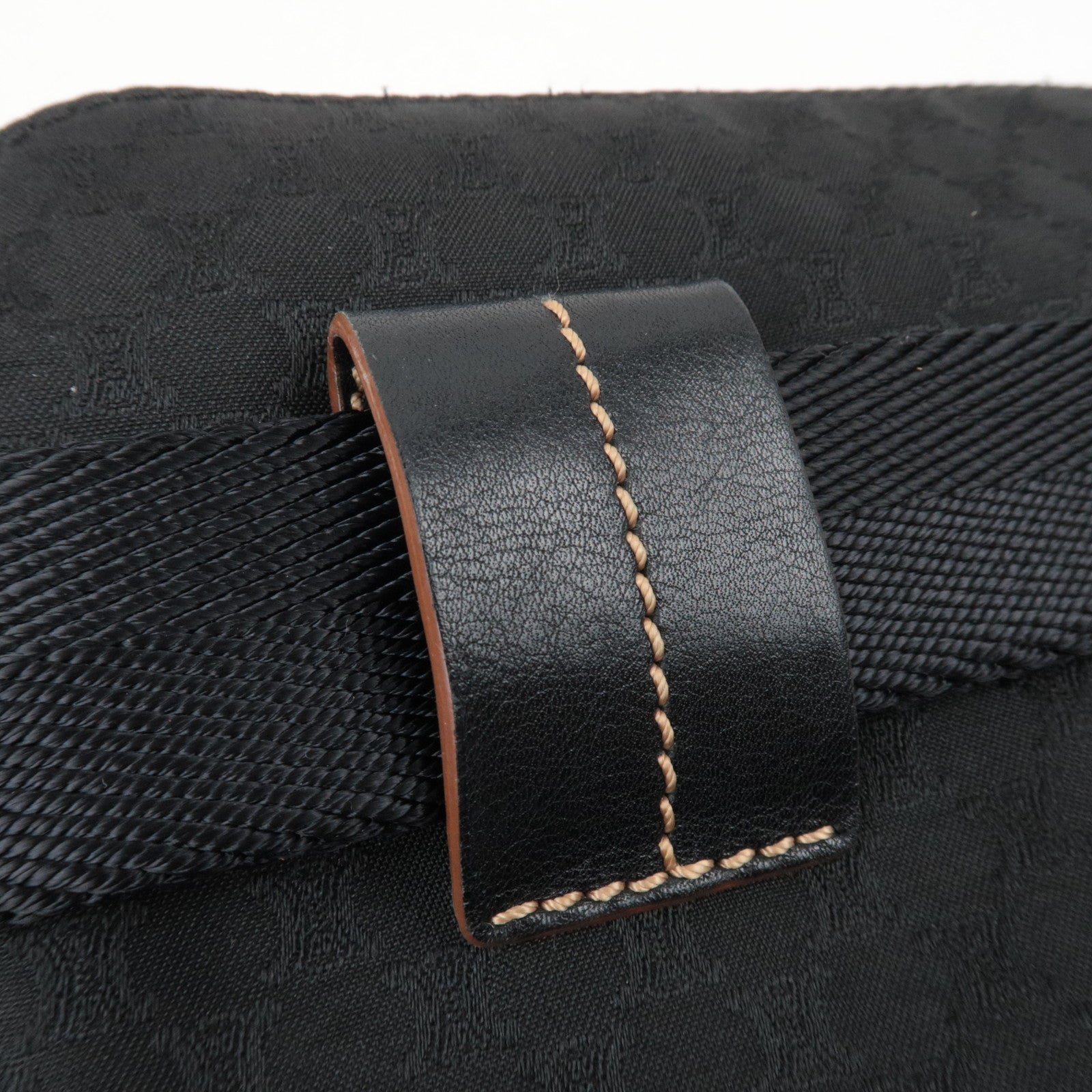 CELINE Macadam Canvas Leather Waist Bag Black
