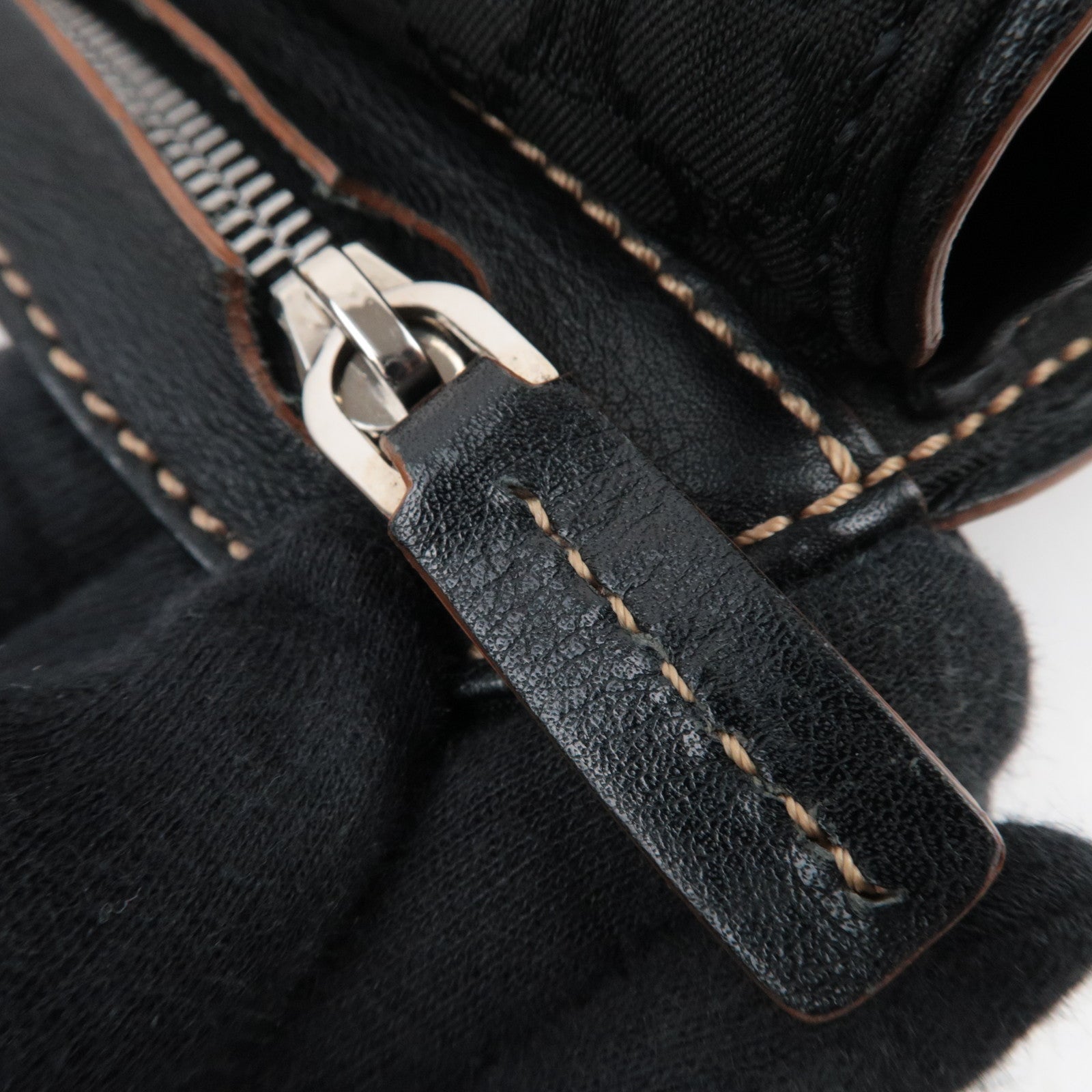 CELINE Macadam Canvas Leather Waist Bag Black