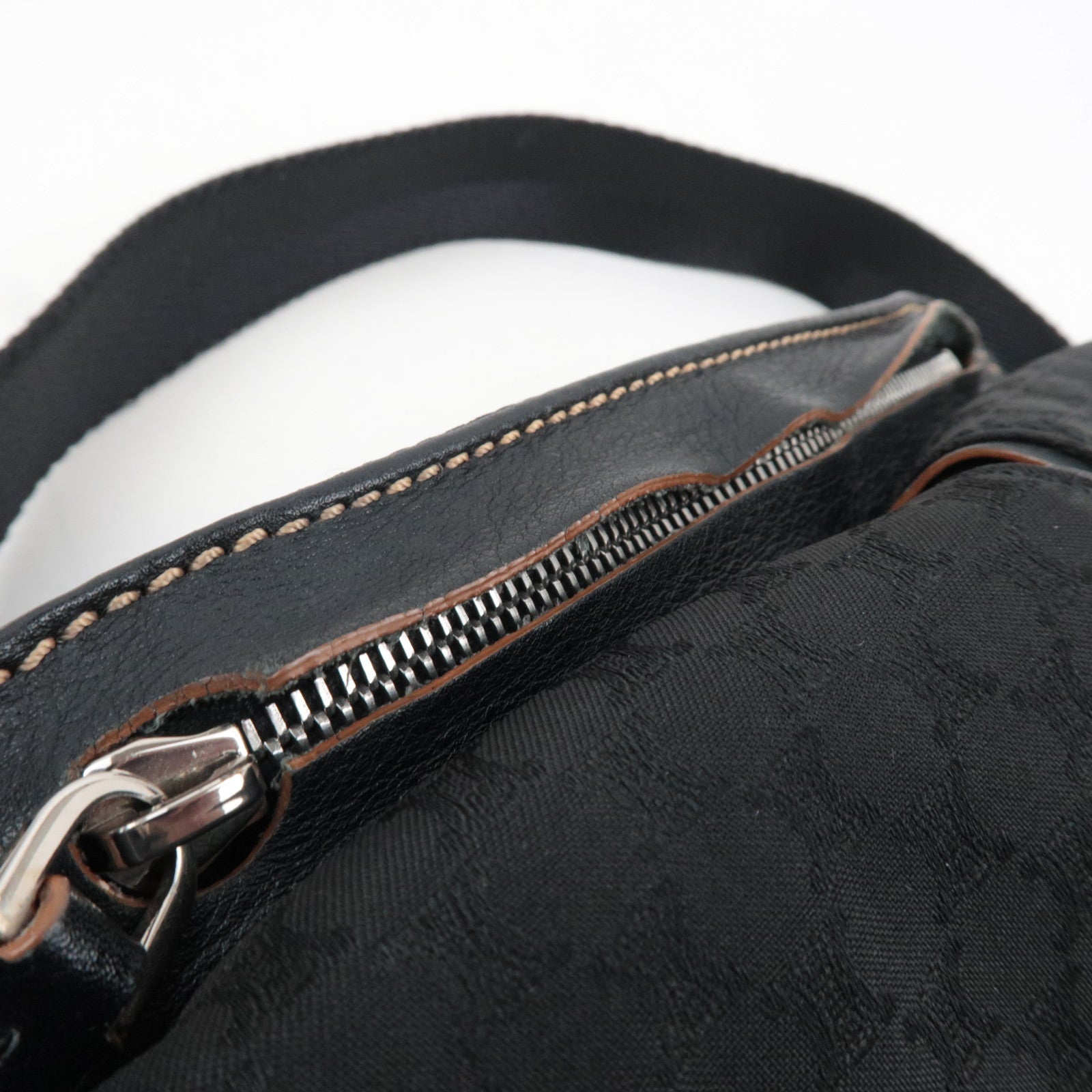 CELINE Macadam Canvas Leather Waist Bag Black