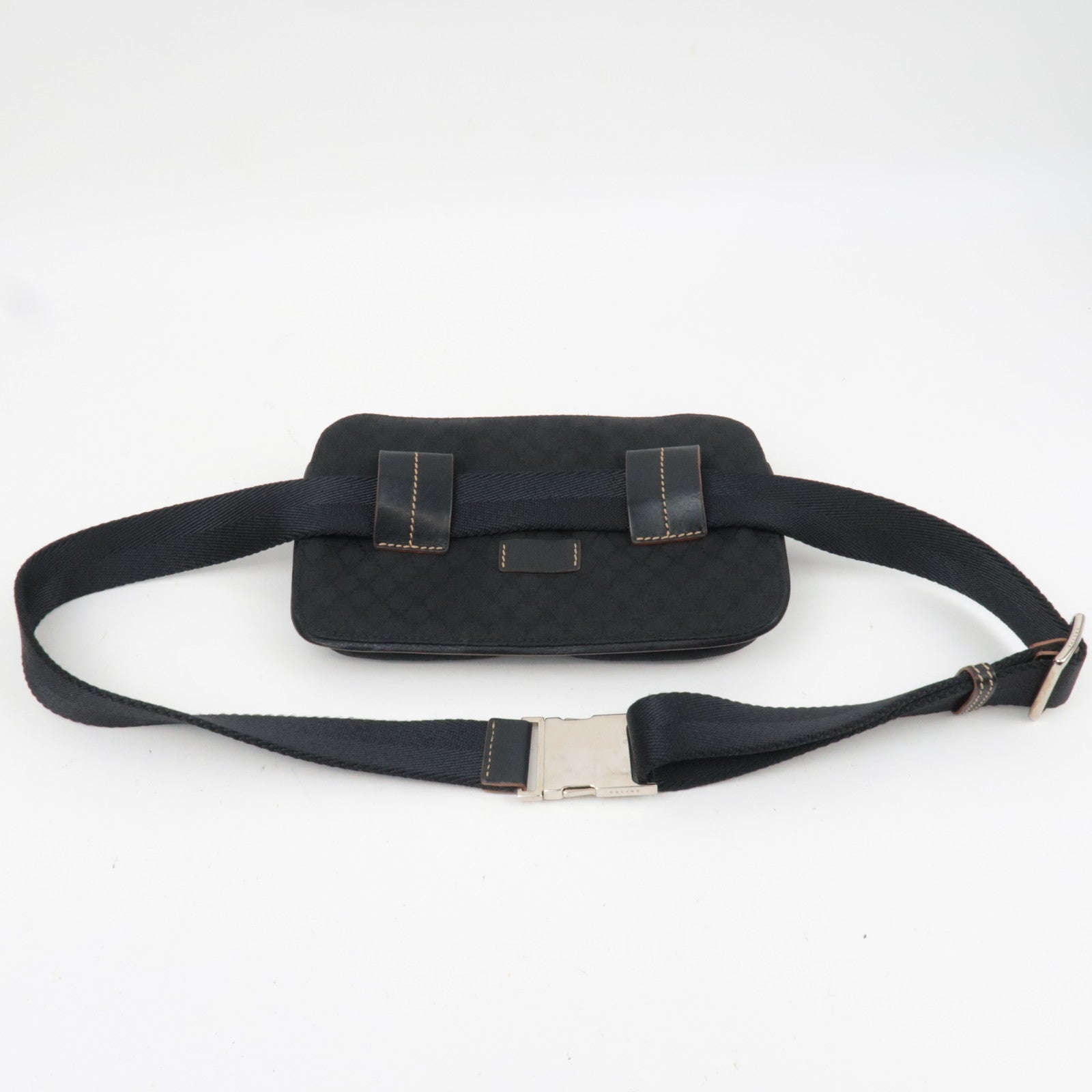 CELINE Macadam Canvas Leather Waist Bag Black