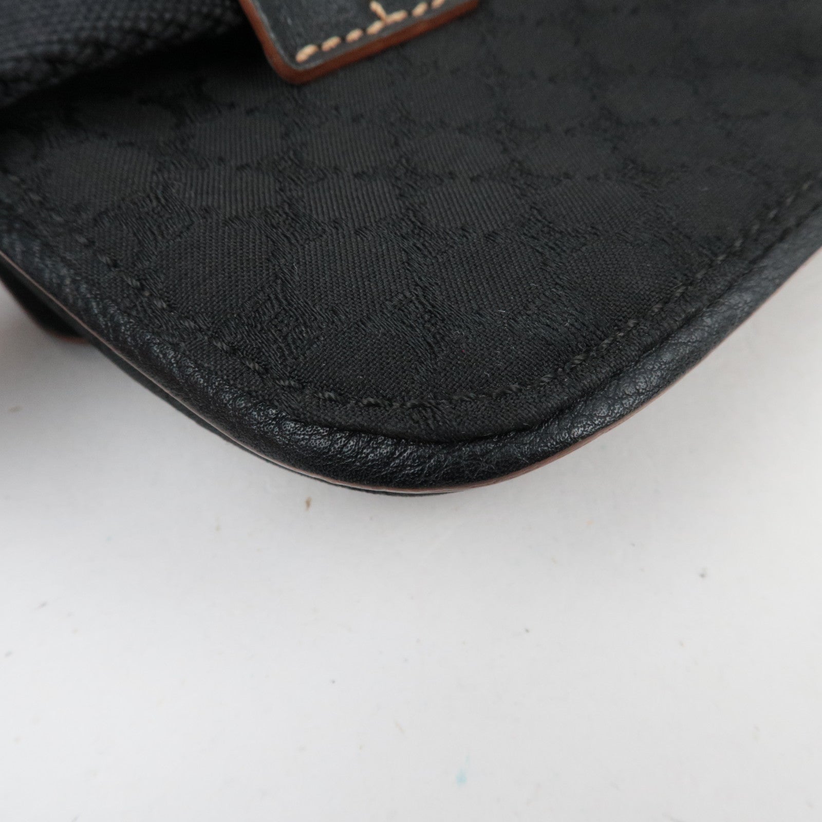 CELINE Macadam Canvas Leather Waist Bag Black