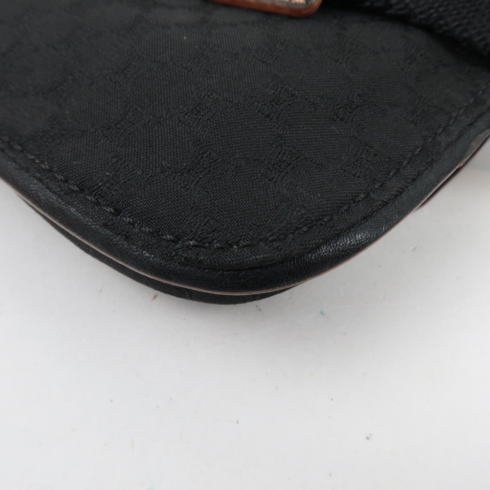 CELINE Macadam Canvas Leather Waist Bag Black