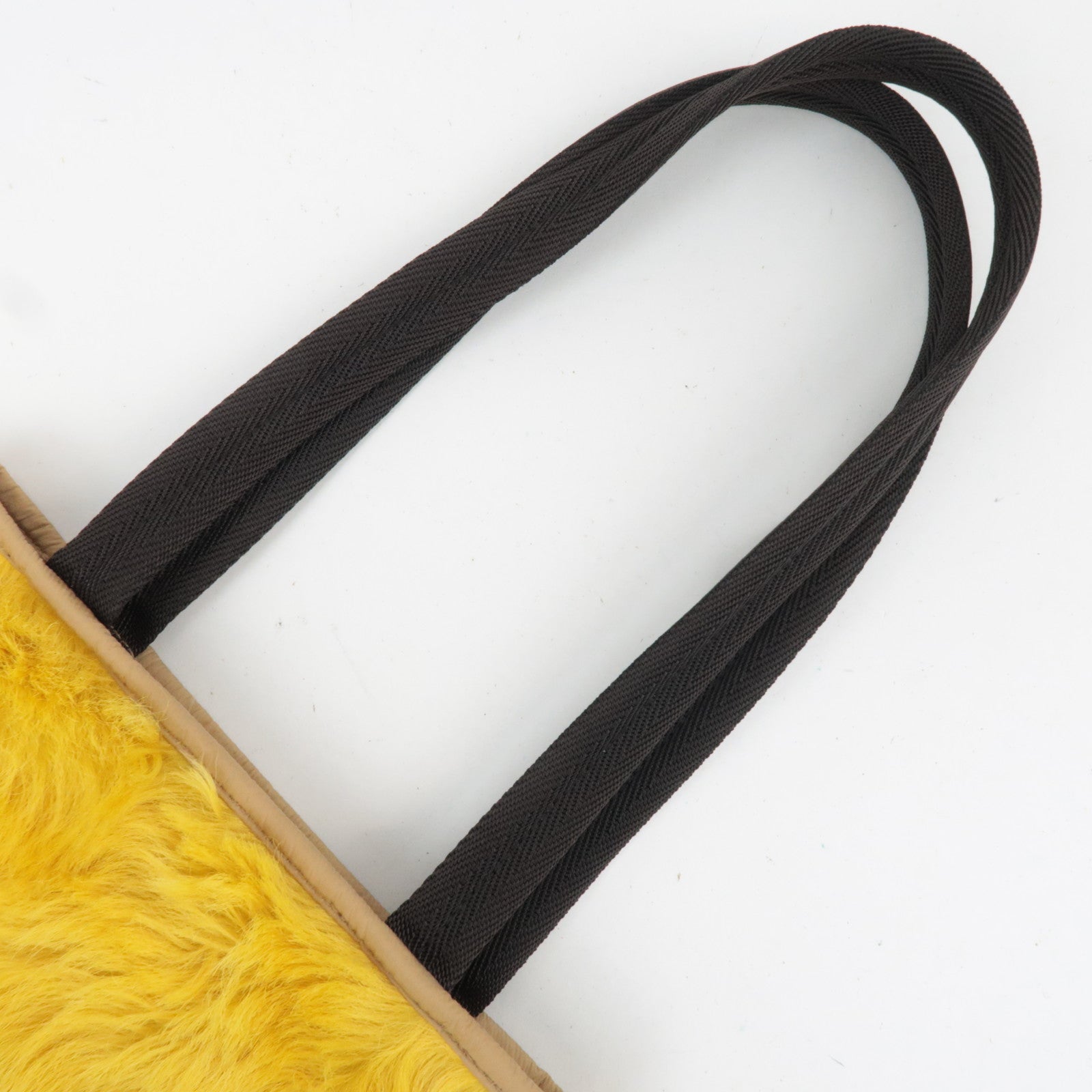 PRADA Prada Sports Handbag Nylon Fur Beige Yellow