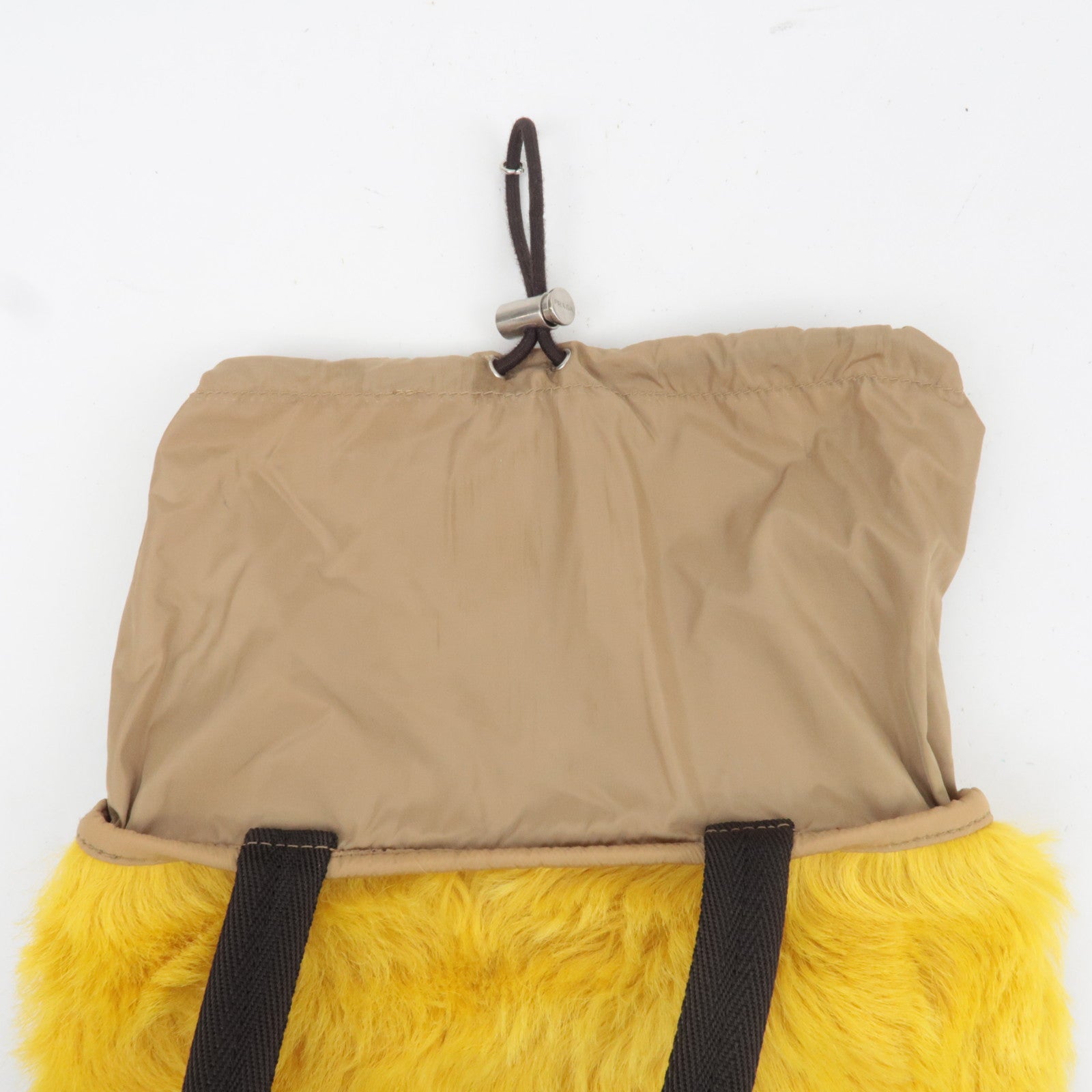 PRADA Prada Sports Handbag Nylon Fur Beige Yellow