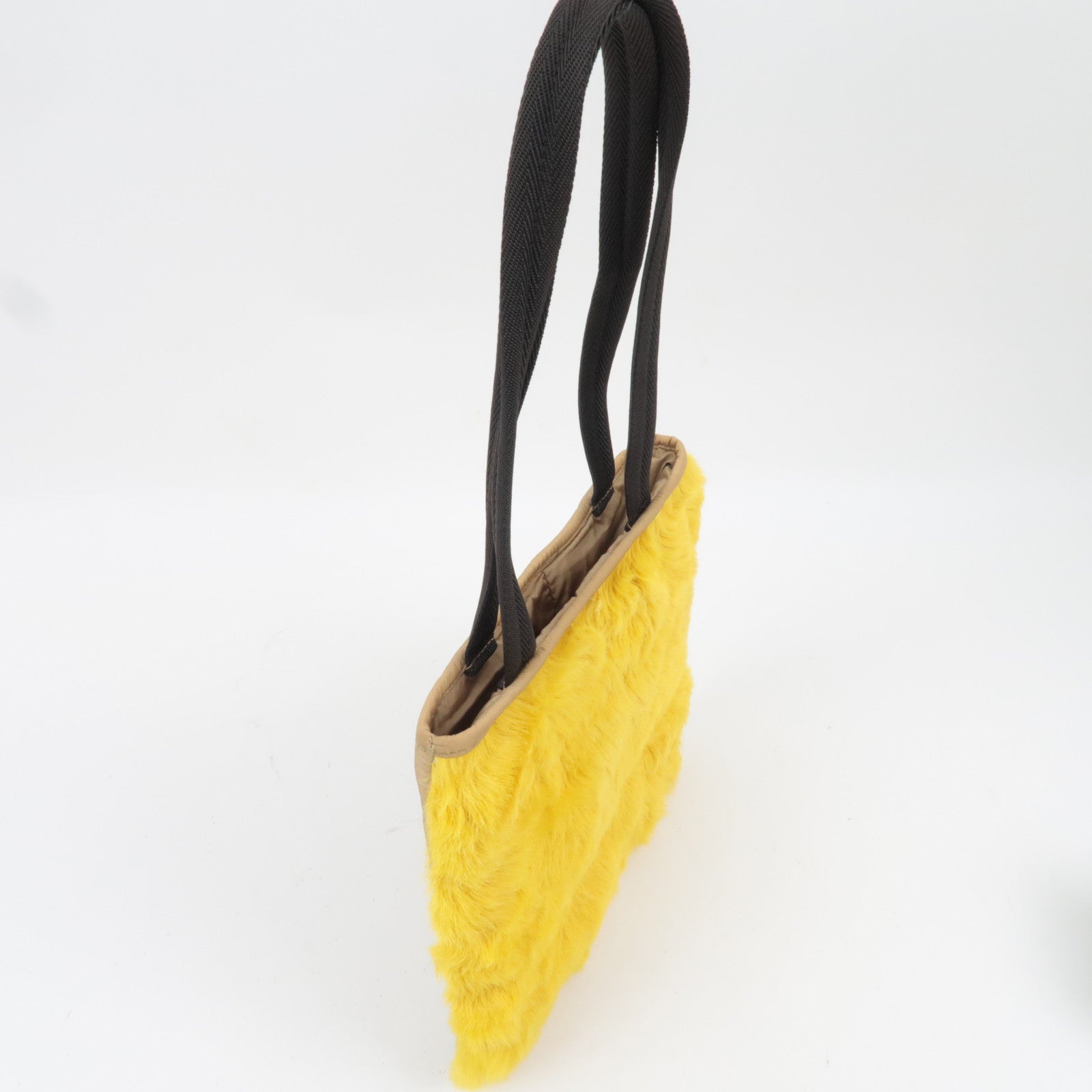 PRADA Prada Sports Handbag Nylon Fur Beige Yellow