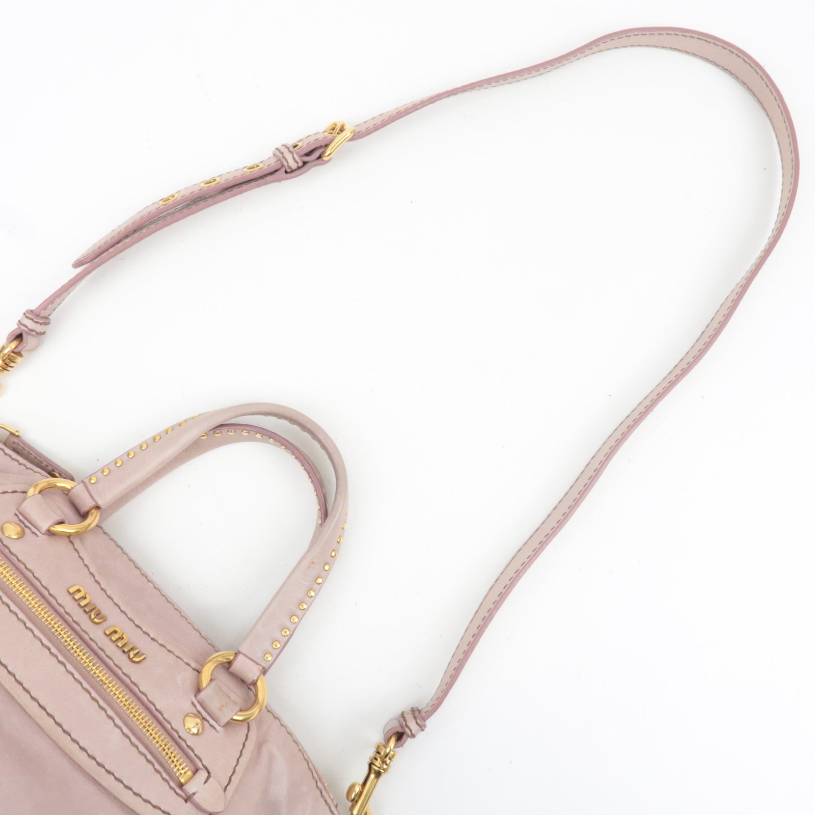 MIU MIU Studs 2Way Pink Shoulder Bag with Heart Charm