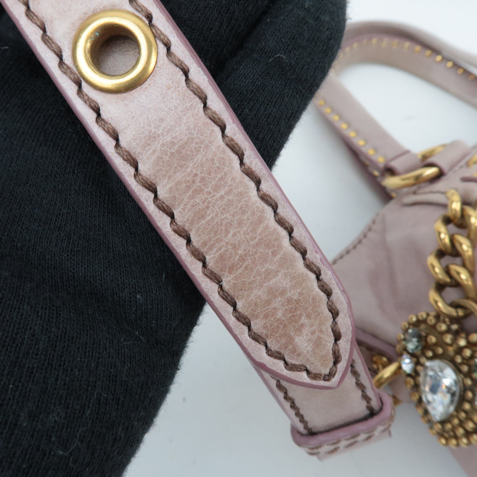 MIU MIU Studs 2Way Pink Shoulder Bag with Heart Charm