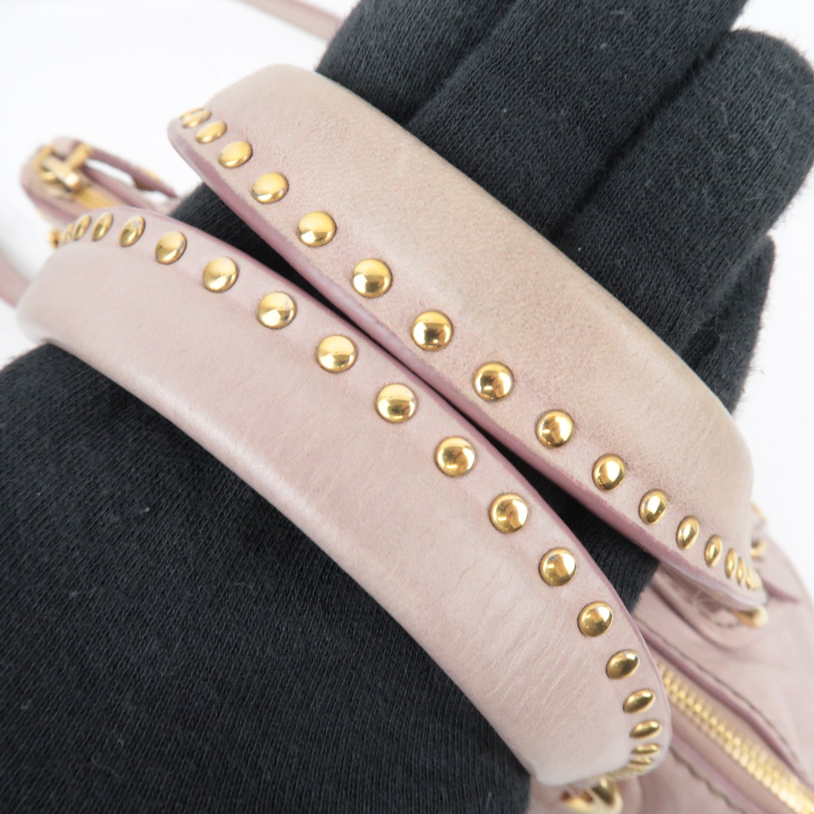 MIU MIU Studs 2Way Pink Shoulder Bag with Heart Charm