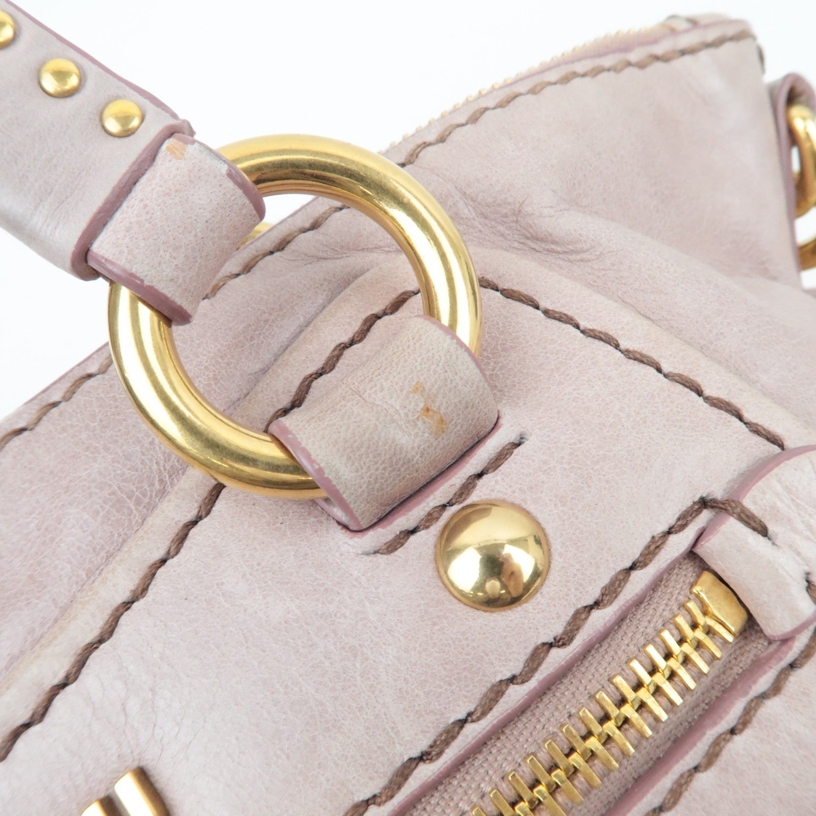 MIU MIU Studs 2Way Pink Shoulder Bag with Heart Charm