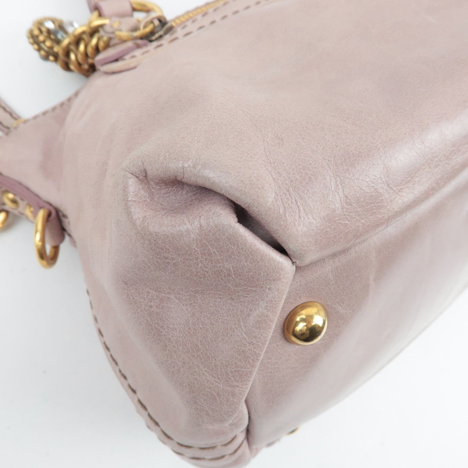 MIU MIU Studs 2Way Pink Shoulder Bag with Heart Charm